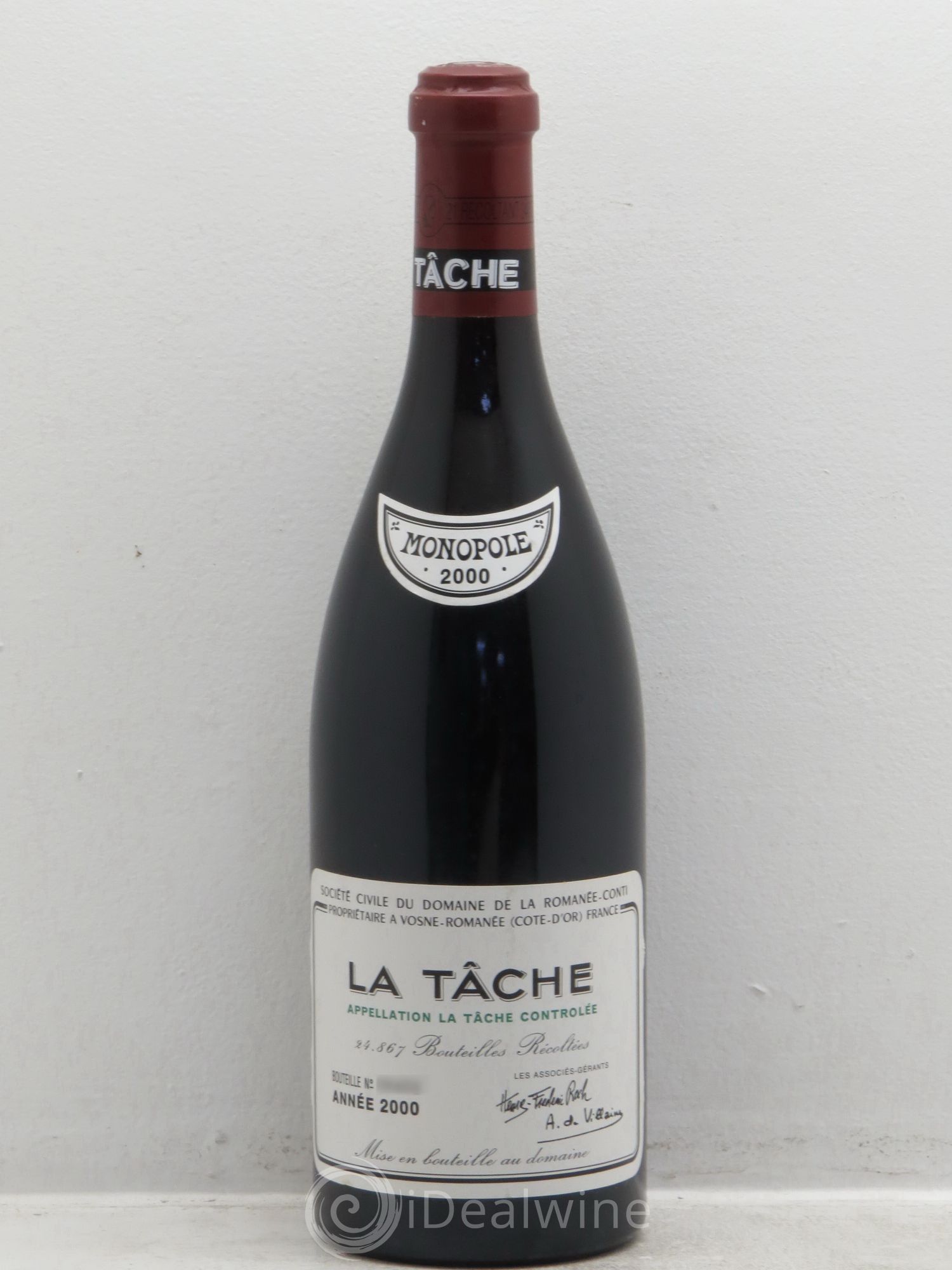 La Tâche Grand Cru Domaine de la Romanée-Conti 2000 - Lot de 1 bouteille - 0