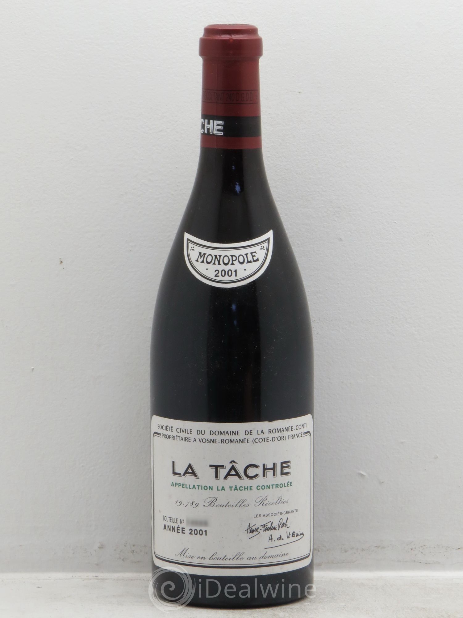 La Tâche Grand Cru Domaine de la Romanée-Conti 2001 - Lot de 1 bouteille - 0