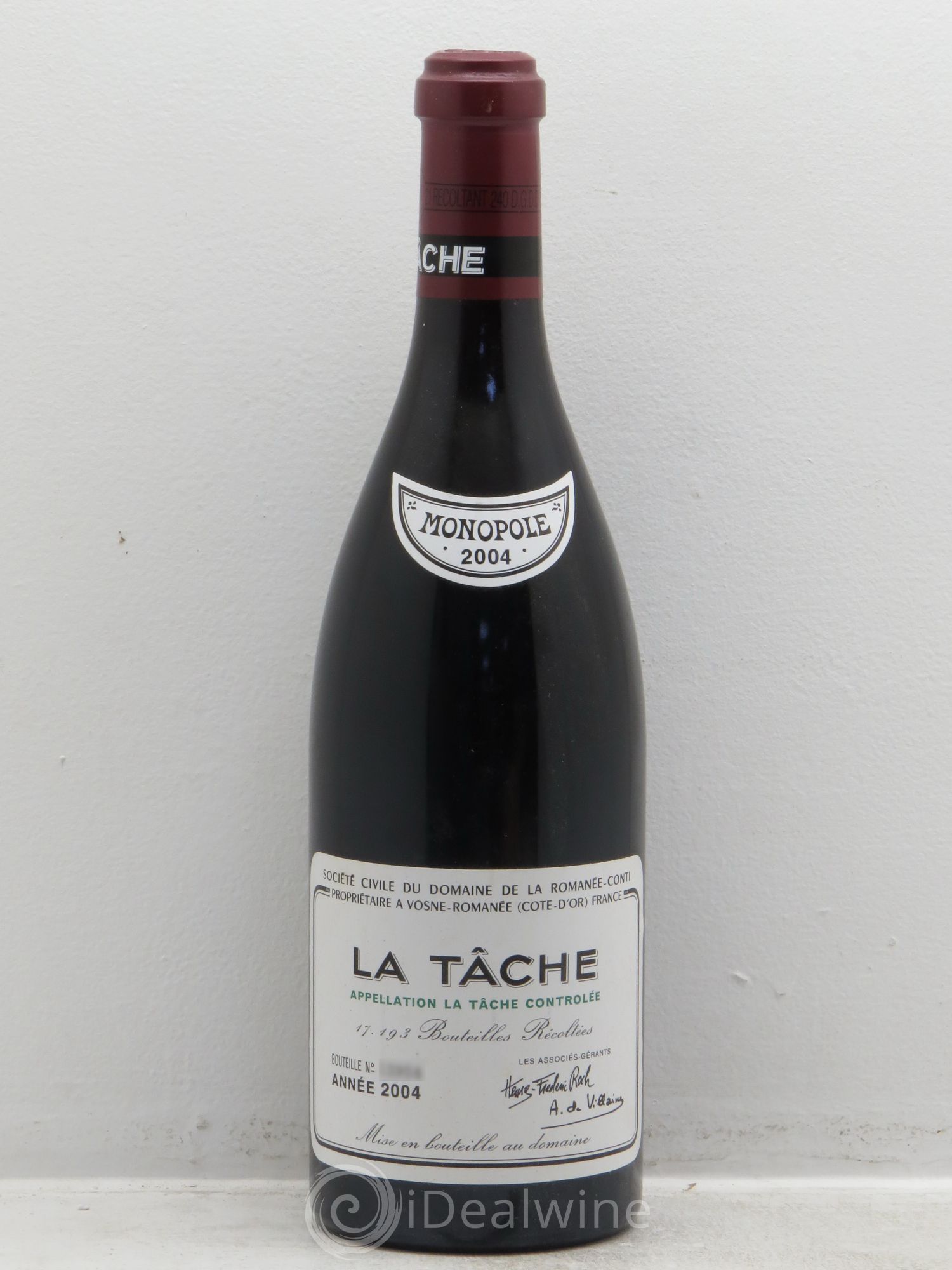 La Tâche Grand Cru Domaine de la Romanée-Conti 2004 - Lot de 1 bouteille - 0