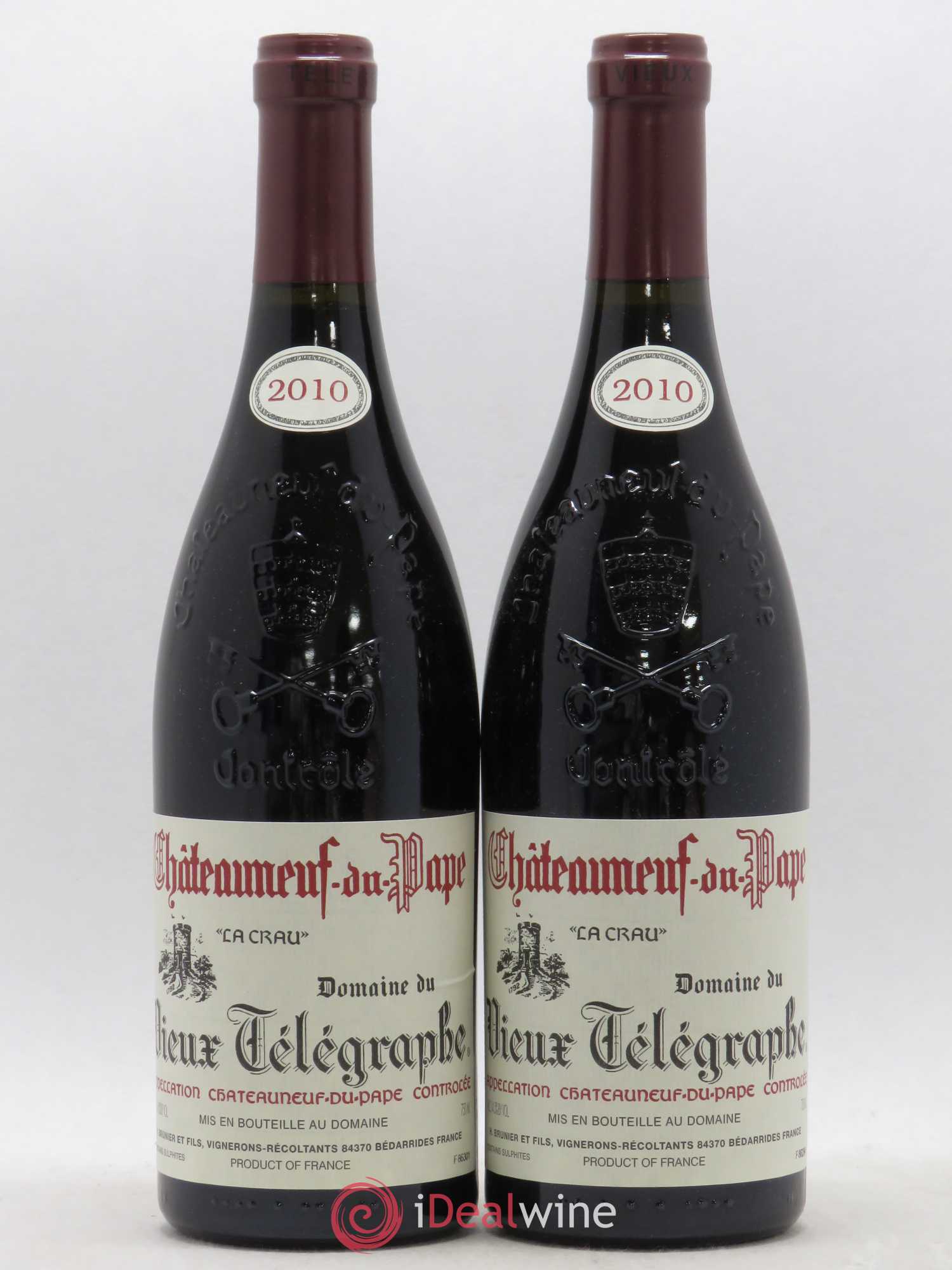Châteauneuf-du-Pape Vieux Télégraphe (Domaine du) Vignobles Brunier 2010 - Lot de 2 bouteilles - 0