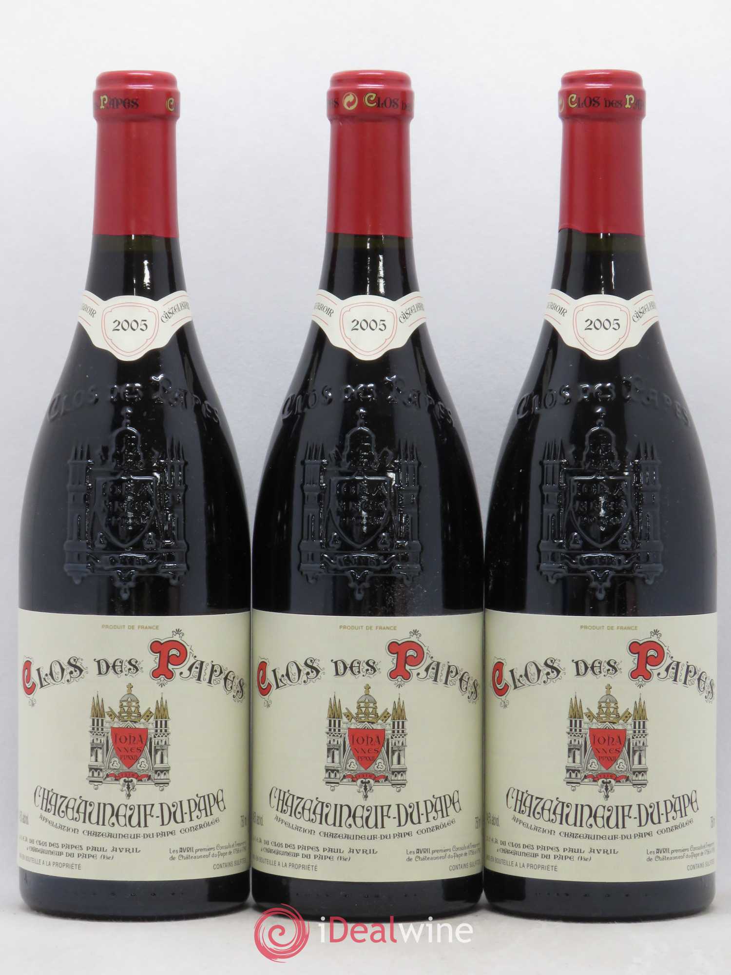 Châteauneuf-du-Pape Clos des Papes - Paul Avril 2005 - Lot de 3 bouteilles - 0
