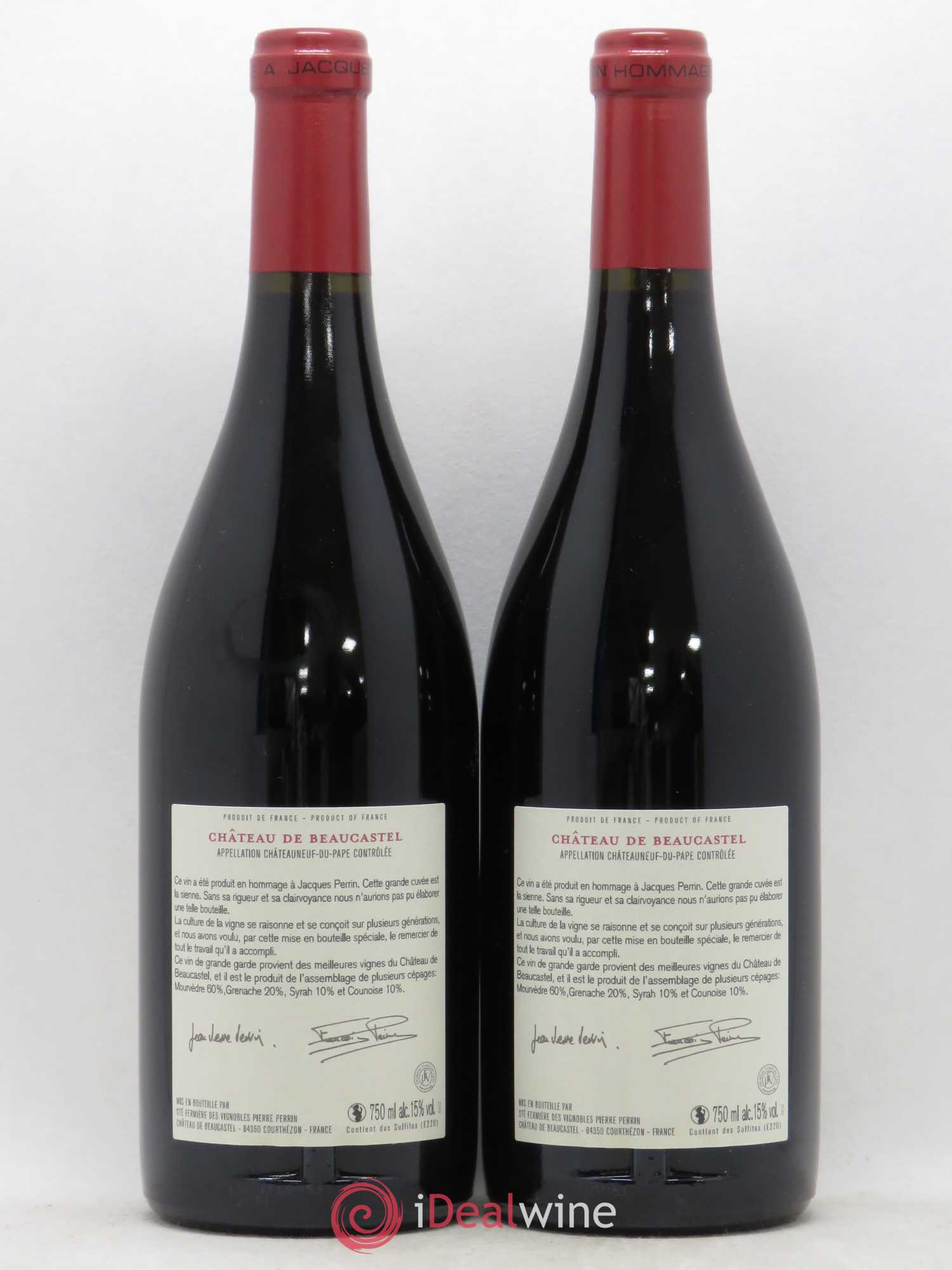 Châteauneuf-du-Pape Château de Beaucastel Hommage à Jacques Perrin Famille Perrin 2010 - Lot de 2 bouteilles - 1