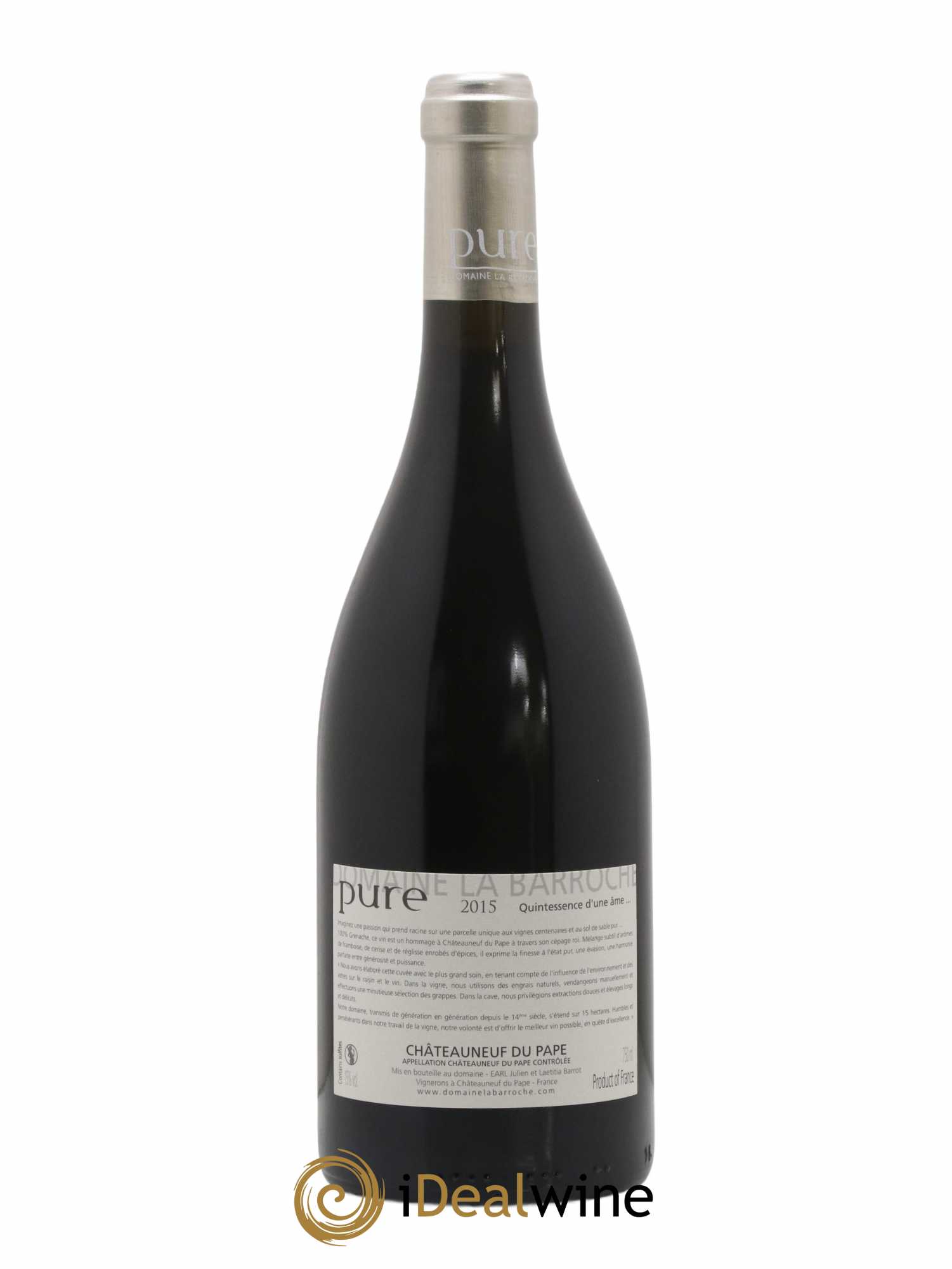Châteauneuf-du-Pape Cuvée Pure Domaine La Barroche 2015 - Lot de 1 bouteille - 1