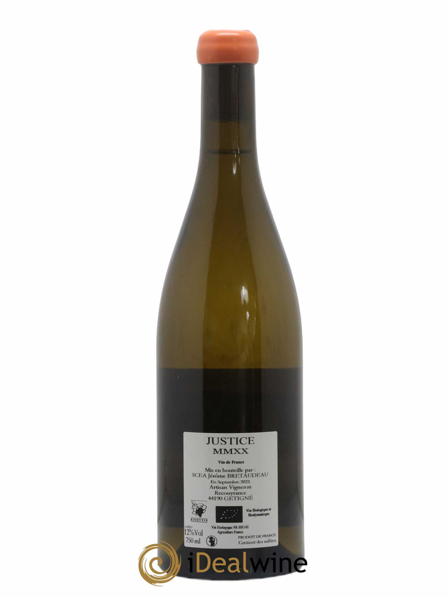 Muscadet-Sèvre-et-Maine Justice Jérôme Bretaudeau - Bellevue (Domaine de) 2020 - Lot de 1 bouteille - 1