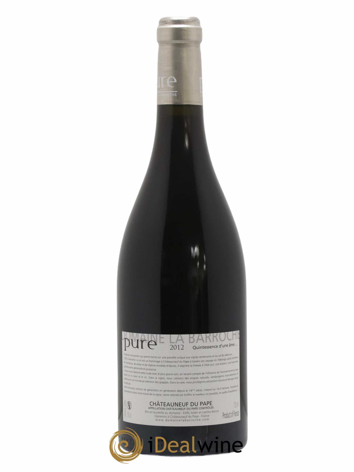 Châteauneuf-du-Pape Cuvée Pure Domaine La Barroche 2012 - Lot de 1 bouteille - 1
