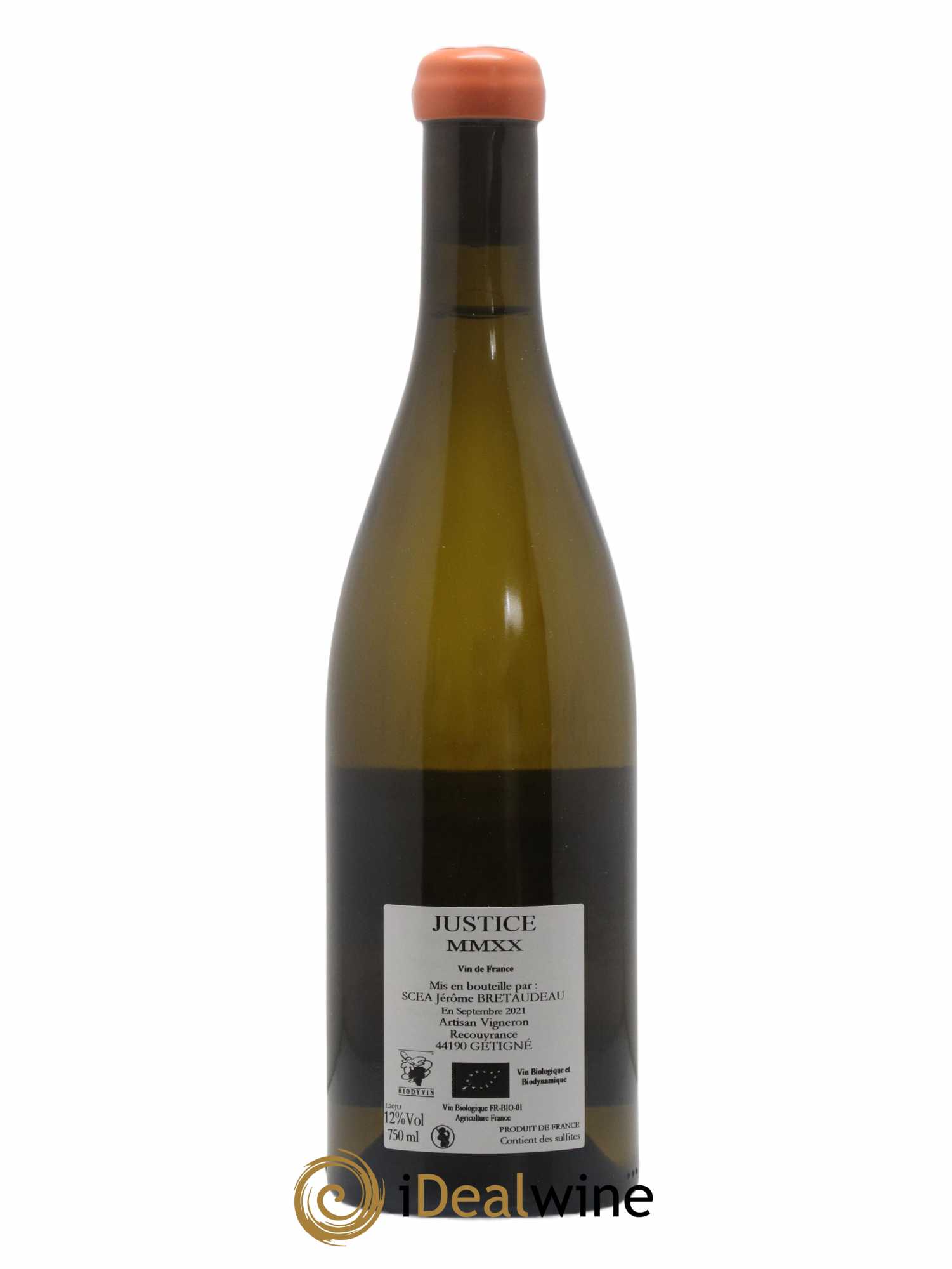 Muscadet-Sèvre-et-Maine Justice Jérôme Bretaudeau - Bellevue (Domaine de) 2020 - Lot de 1 bouteille - 1