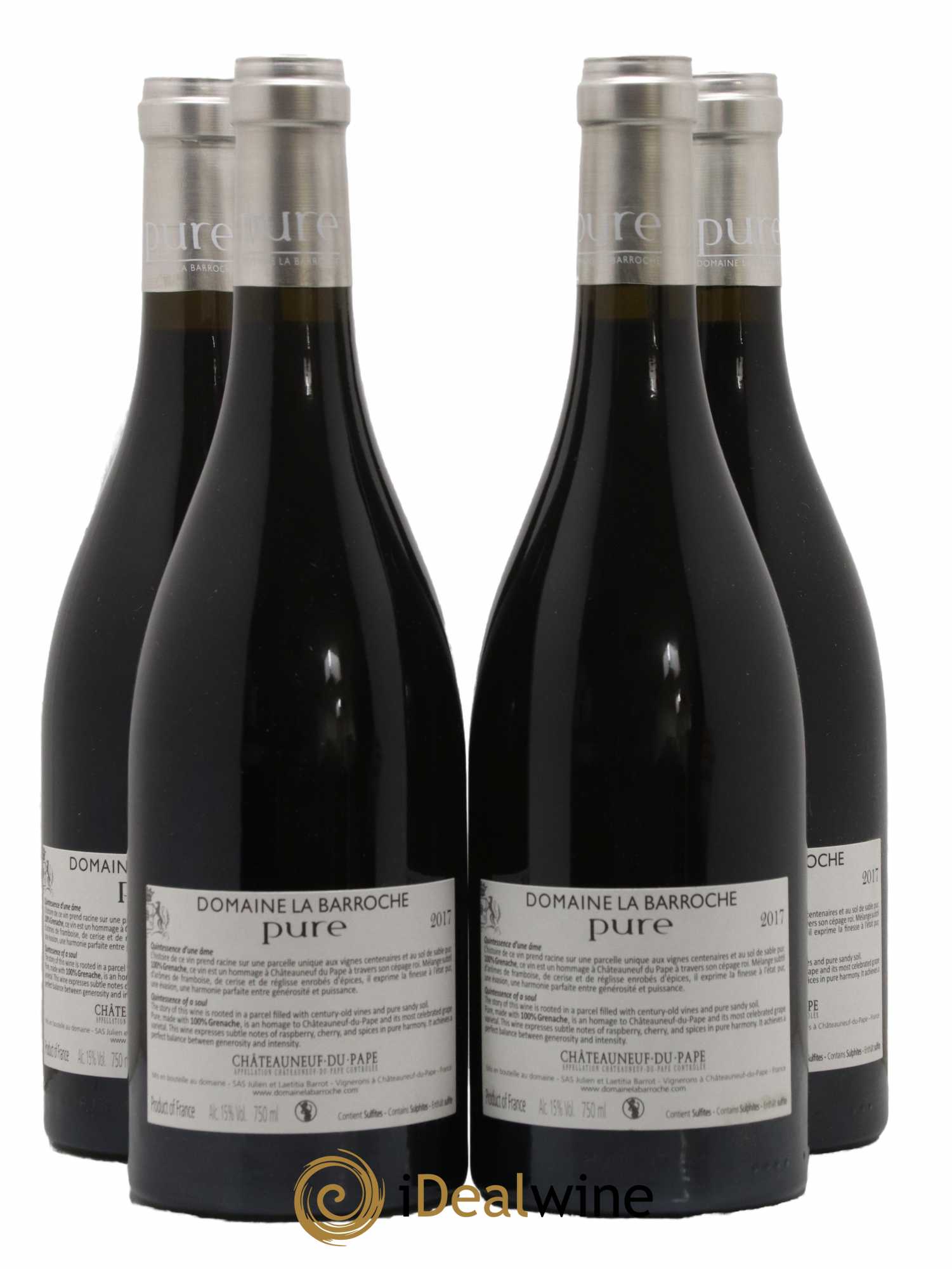 Châteauneuf-du-Pape Cuvée Pure Domaine La Barroche 2017 - Lot de 4 bouteilles - 1