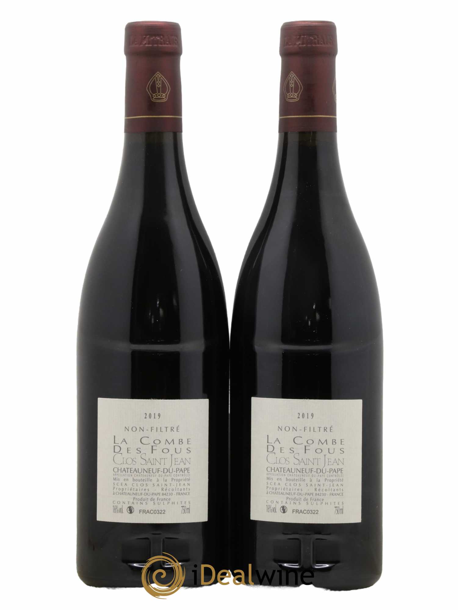 Châteauneuf-du-Pape Clos Saint-Jean La Combe des Fous Pascal et Vincent Maurel 2019 - Lot de 2 bouteilles - 1