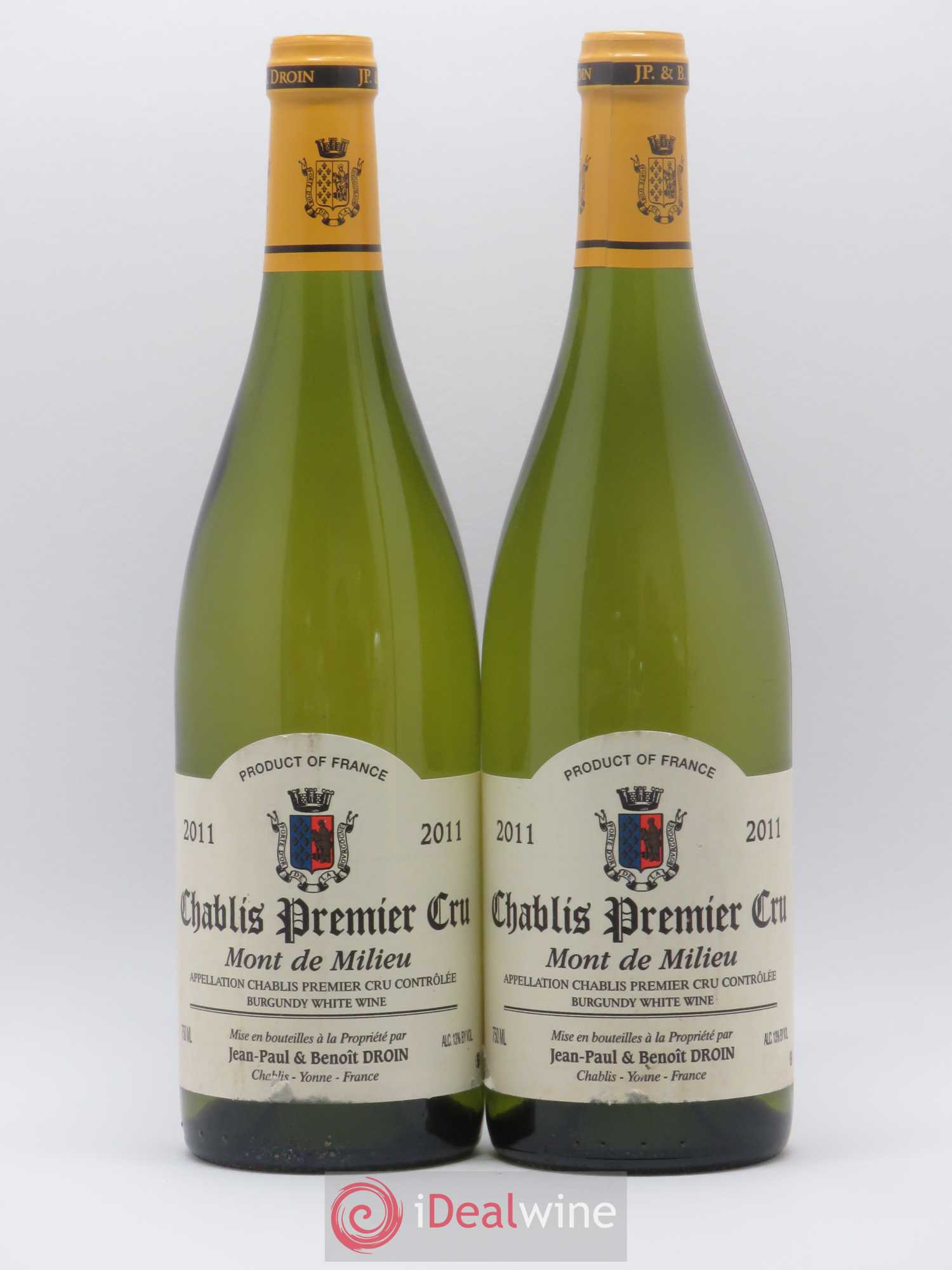 Chablis 1er Cru Mont de Milieu Jean-Paul & Benoît Droin (Domaine) 2011 - Lot de 2 bouteilles - 0