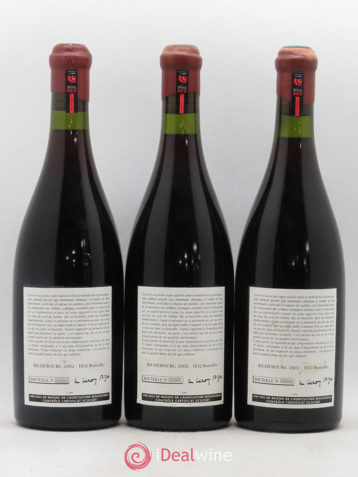Richebourg Grand Cru Leroy (Domaine) 2002 - Lot de 3 bouteilles - 1