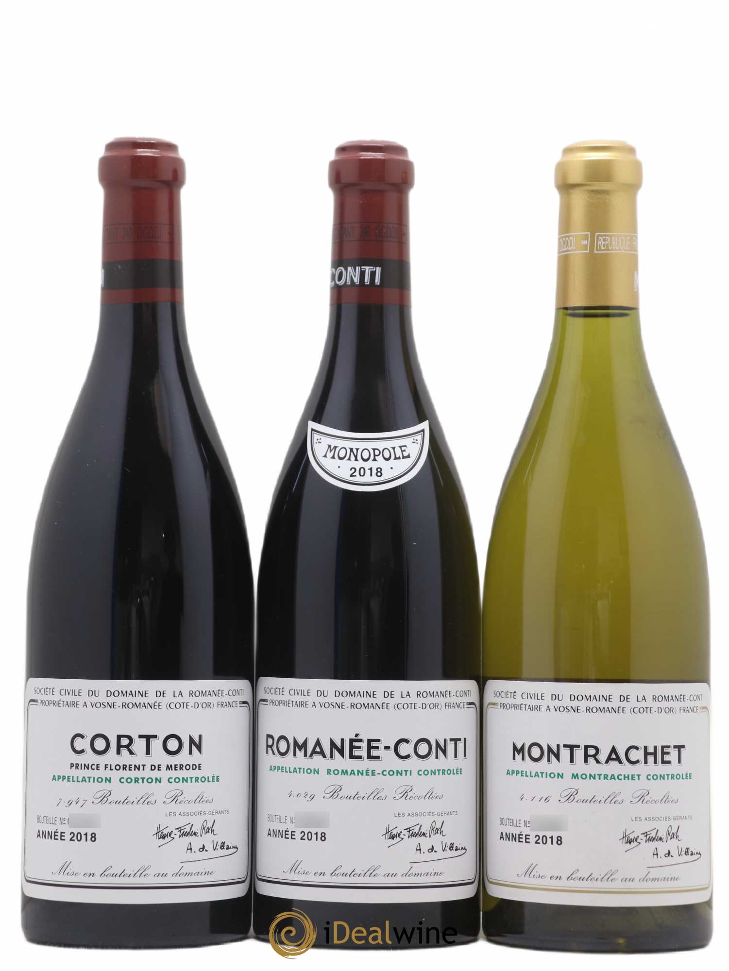 Assortiment 2018 du Domaine de la Romanée-Conti Domaine de la Romanée-Conti 2 caisses de 6 bouteilles (1 Corton, 1 Montrachet, 2 Echezeaux, 1 Grands Echezeaux, 2 Romanée Saint Vivant, 1 Richebourg, 3 La Tache, 1 Romanée Conti) 2018 - Lot de 12 bouteilles - 7