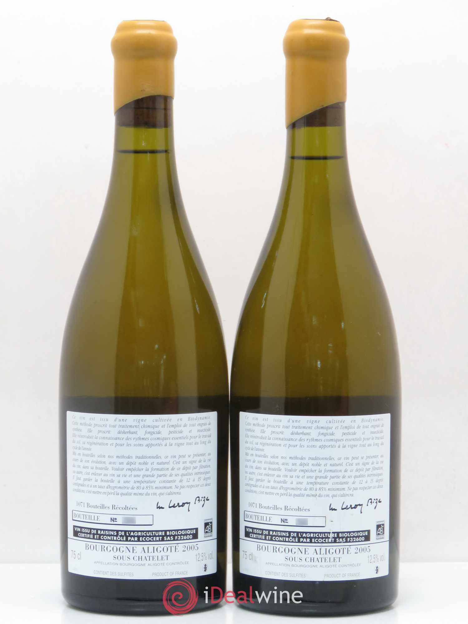 Bourgogne Aligoté Sous Chatelet d'Auvenay (Domaine) 2005 - Lot de 2 bouteilles - 1