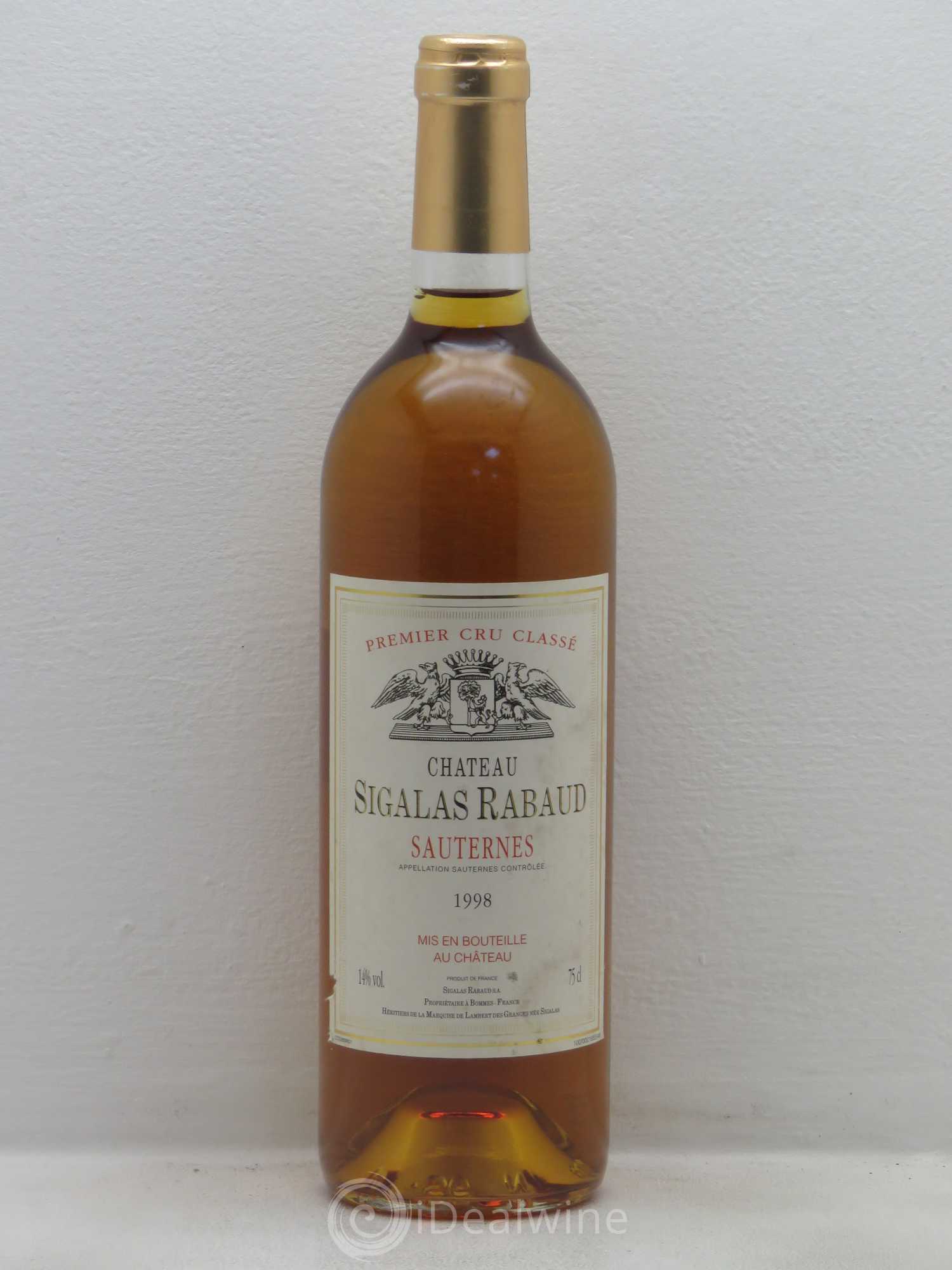 Château Sigalas Rabaud 1er Grand Cru Classé 1998 - Lotto di 1 bottiglia - 0