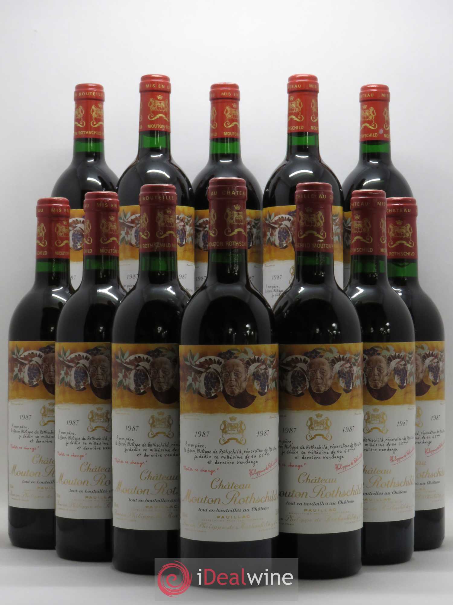 Château Mouton Rothschild 1er Grand Cru Classé 1987 - Lot de 12 bouteilles - 0