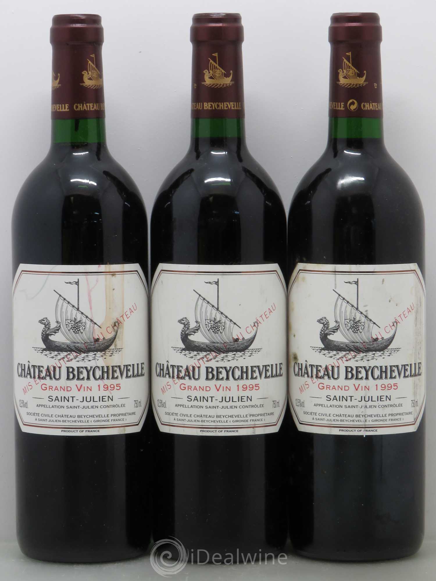 Château Beychevelle 4ème Grand Cru Classé 1995 - Lot de 3 bouteilles - 0