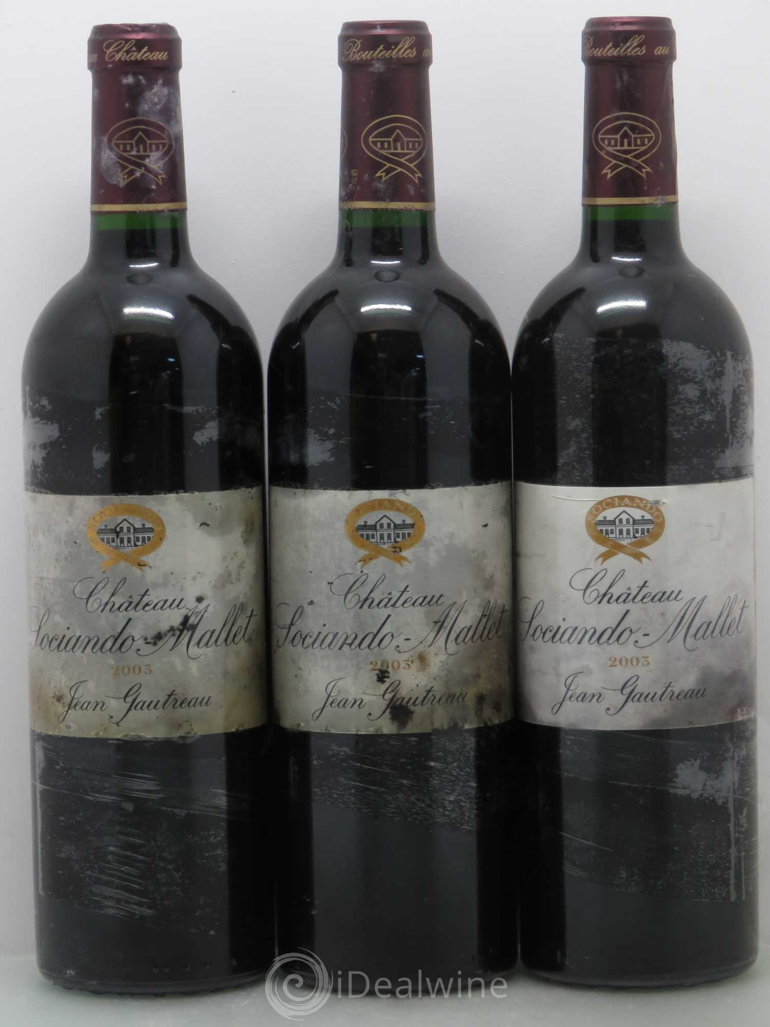 Château Sociando Mallet 2003 - Lot de 3 bouteilles - 0