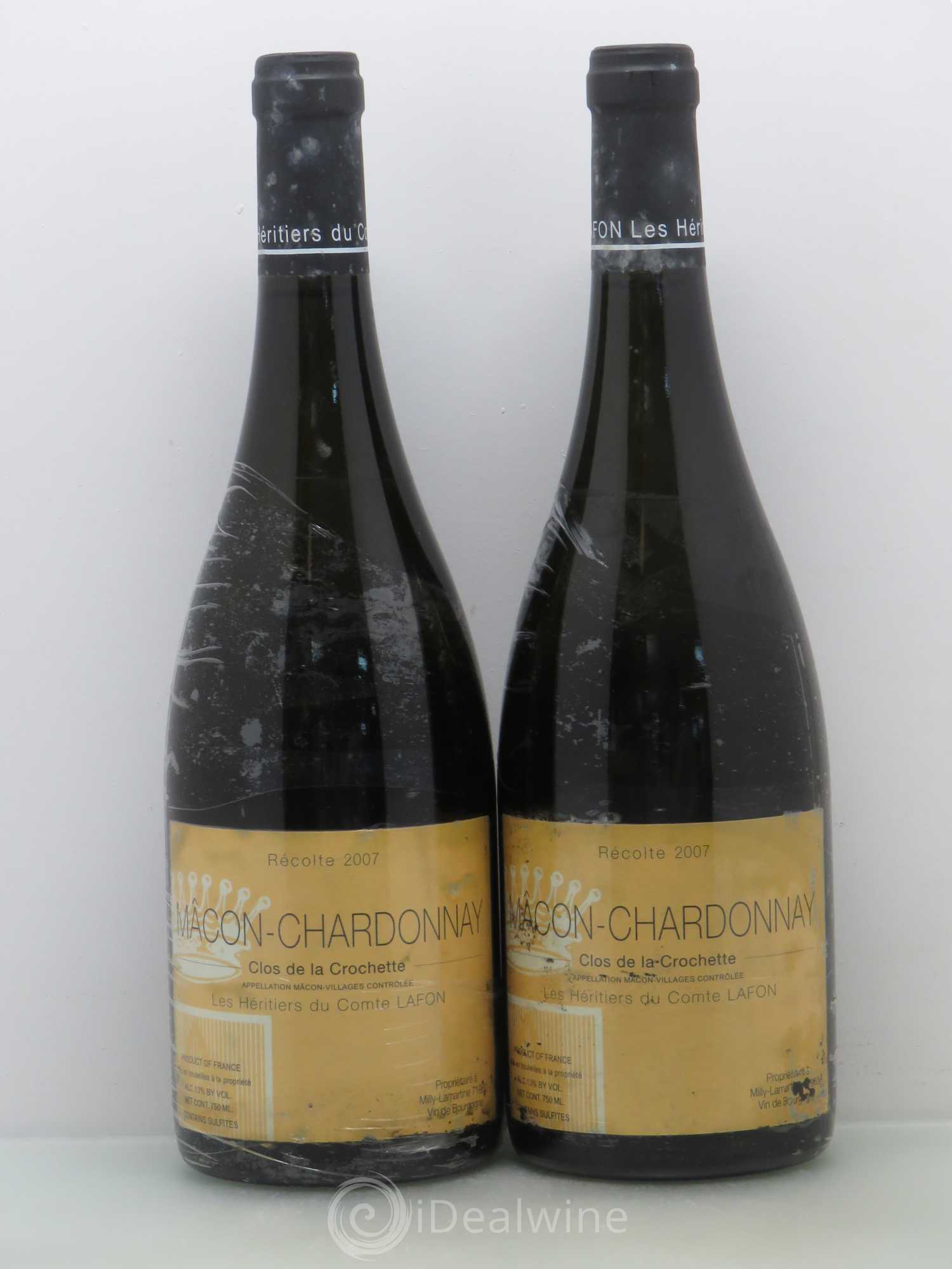 Mâcon Clos de la Crochette Heritiers Du Comte Lafon 2007 - Posten von 2 Flaschen - 0