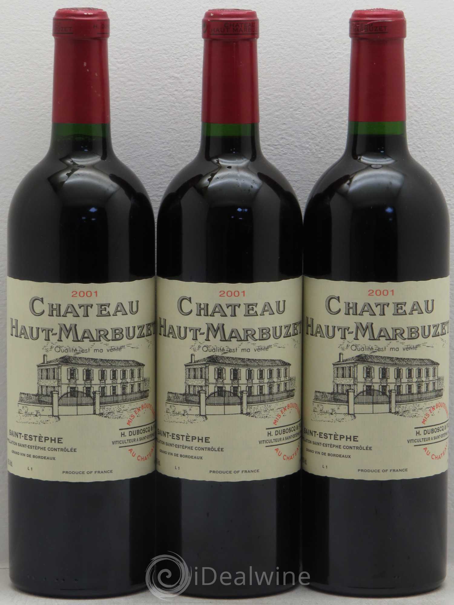 Château Haut Marbuzet 2001 - Lot de 3 bouteilles - 0