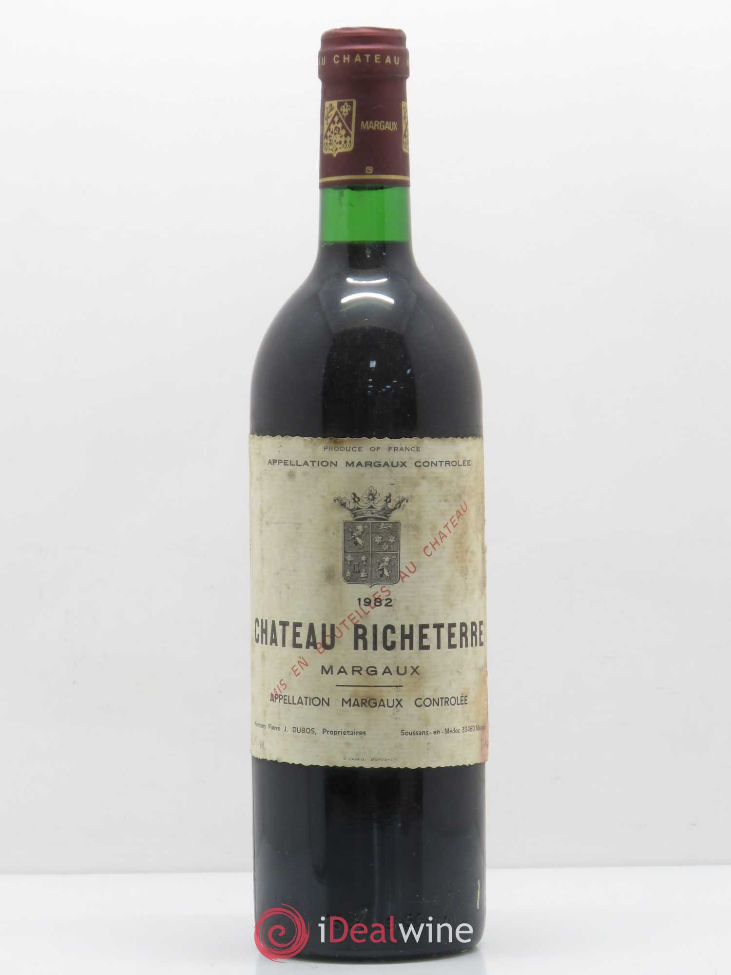Bordeaux Chateau Richeterre Margaux 1982 - Lot de 1 bouteille - 0