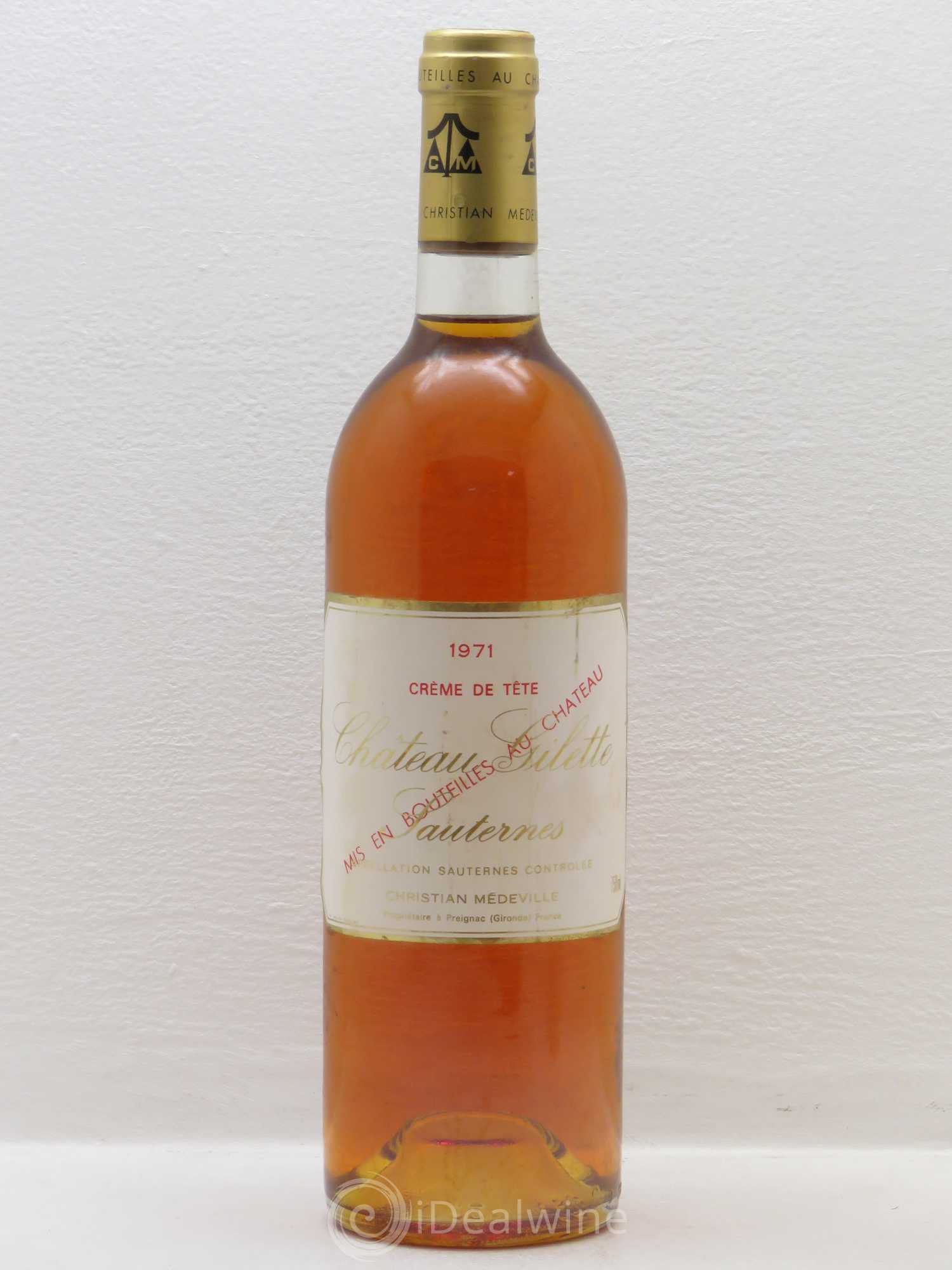 Château Gilette - Crème de Tête 1971 - Lotto di 1 bottiglia - 0