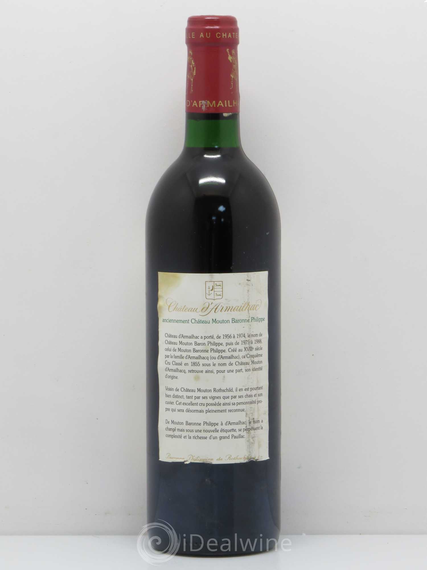 Château d' Armailhac - Mouton Baron(ne) Philippe 5ème Grand Cru Classé 1989 - Lotto di 1 bottiglia - 1