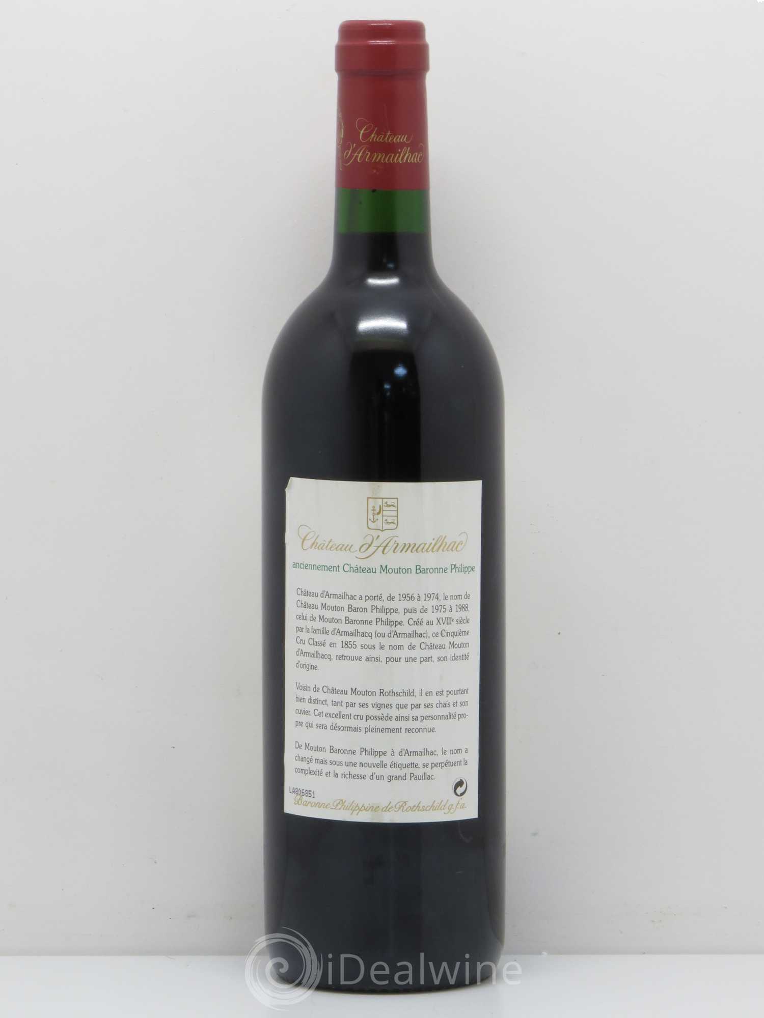 Château d' Armailhac - Mouton Baron(ne) Philippe 5ème Grand Cru Classé 1999 - Lotto di 1 bottiglia - 1