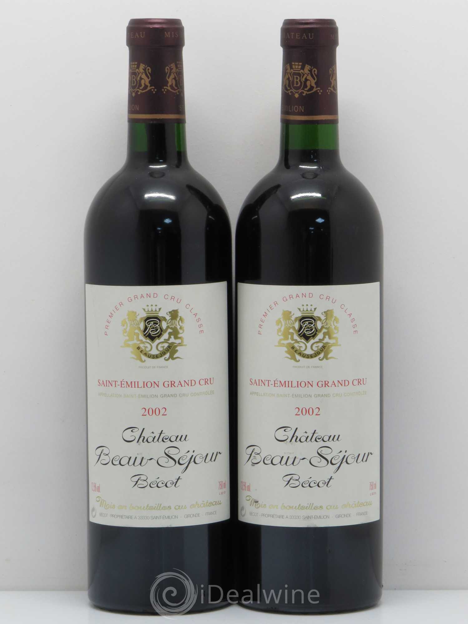 Château Beau-Séjour Bécot 1er Grand Cru Classé B 2002 - Lot de 2 bouteilles - 0
