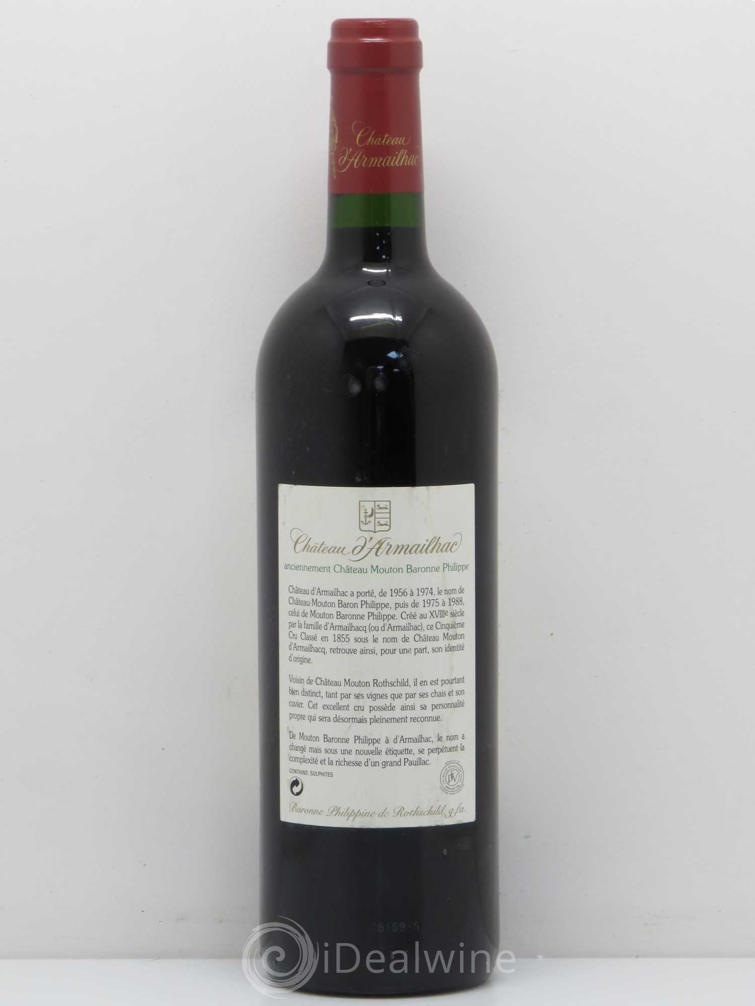 Château d' Armailhac - Mouton Baron(ne) Philippe 5ème Grand Cru Classé 2004 - Lot de 1 bouteille - 1