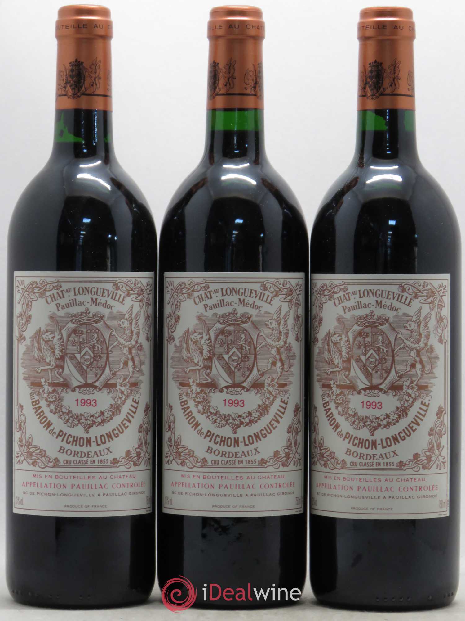 Pichon Longueville Baron 2ème Grand Cru Classé 1993 - Lot de 3 bouteilles - 0