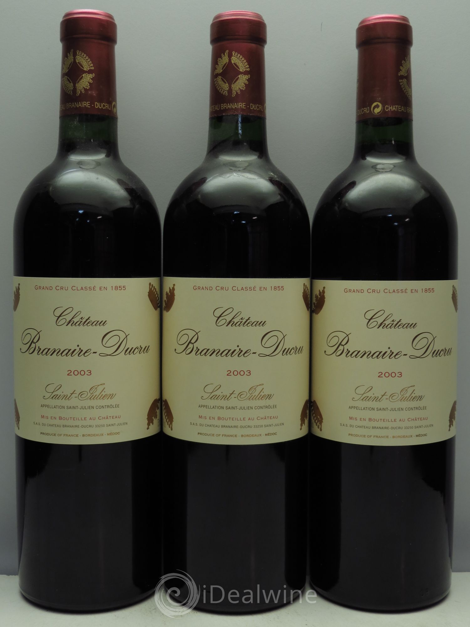 Château Branaire Ducru 4ème Grand Cru Classé 2003 - Lot de 3 bouteilles - 0