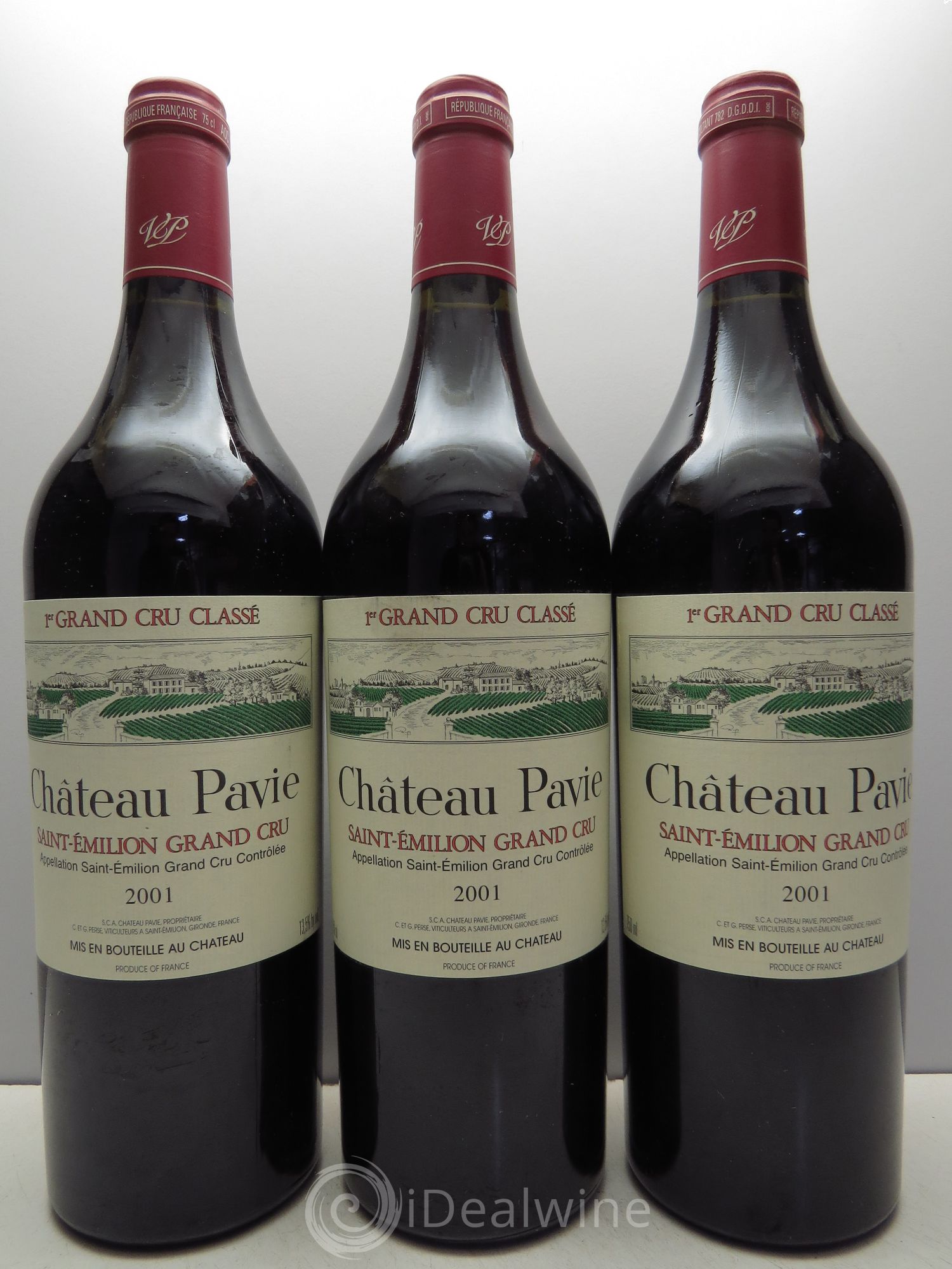 Château Pavie 1er Grand Cru Classé A 2001 - Lot de 3 bouteilles - 0