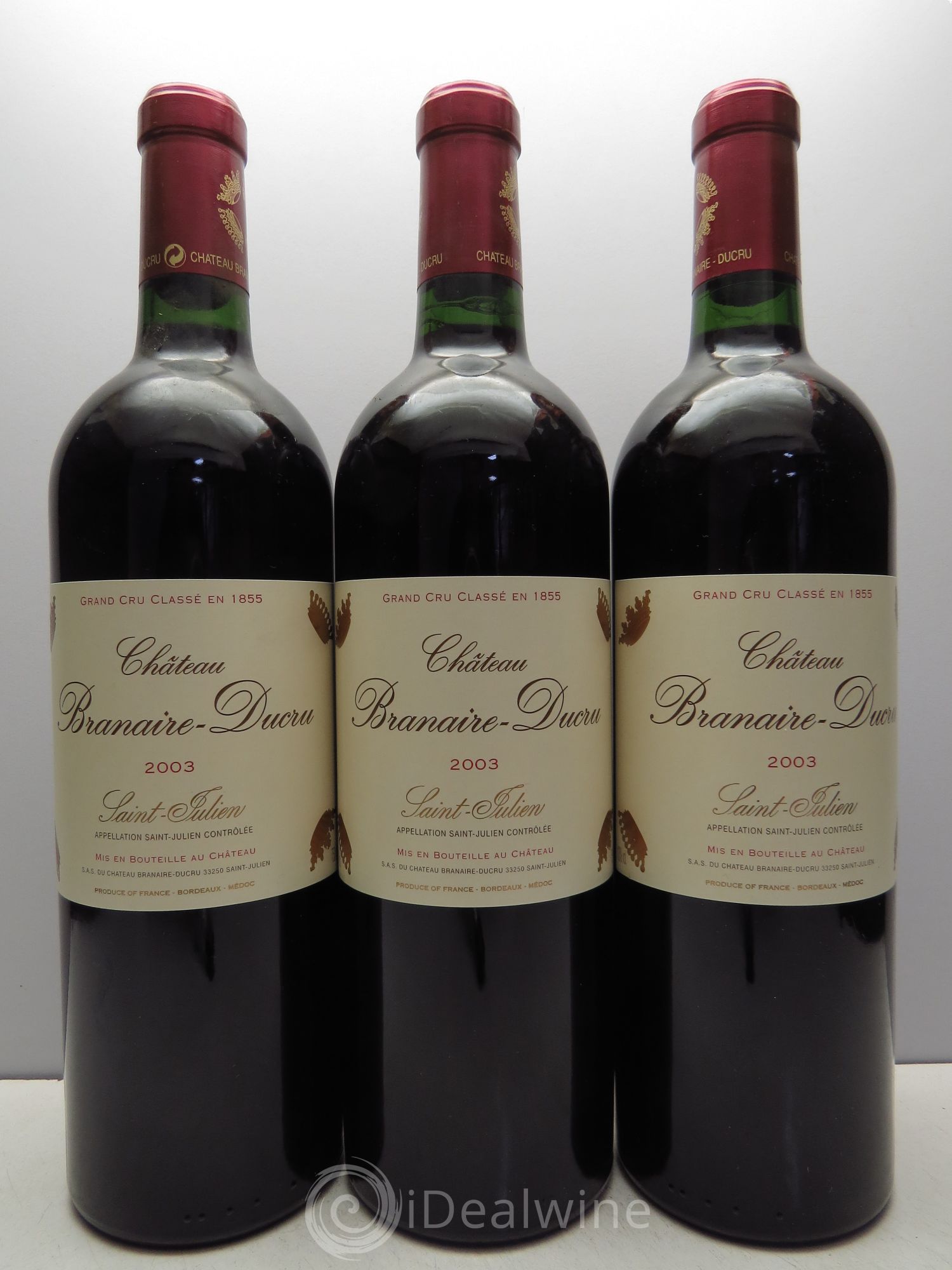 Château Branaire Ducru 4ème Grand Cru Classé 2003 - Lotto di 3 bottiglie - 0