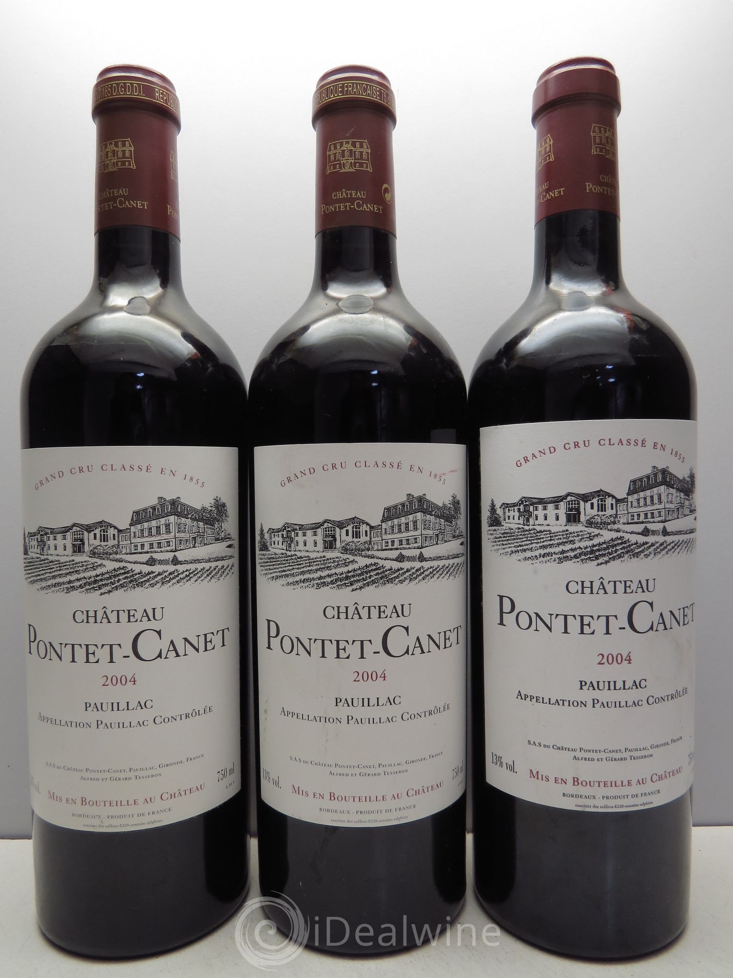 Château Pontet Canet 5ème Grand Cru Classé 2004 - Lot de 3 bouteilles - 0