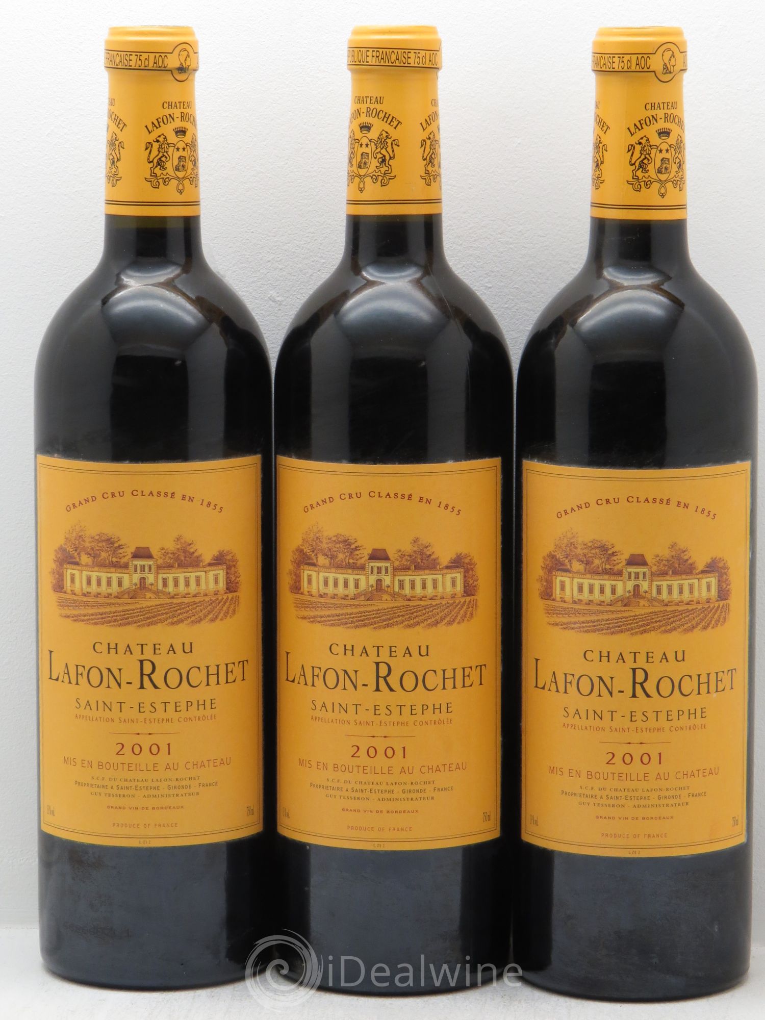 Château Lafon Rochet 4ème Grand Cru Classé 2001 - Lot de 3 bouteilles - 0