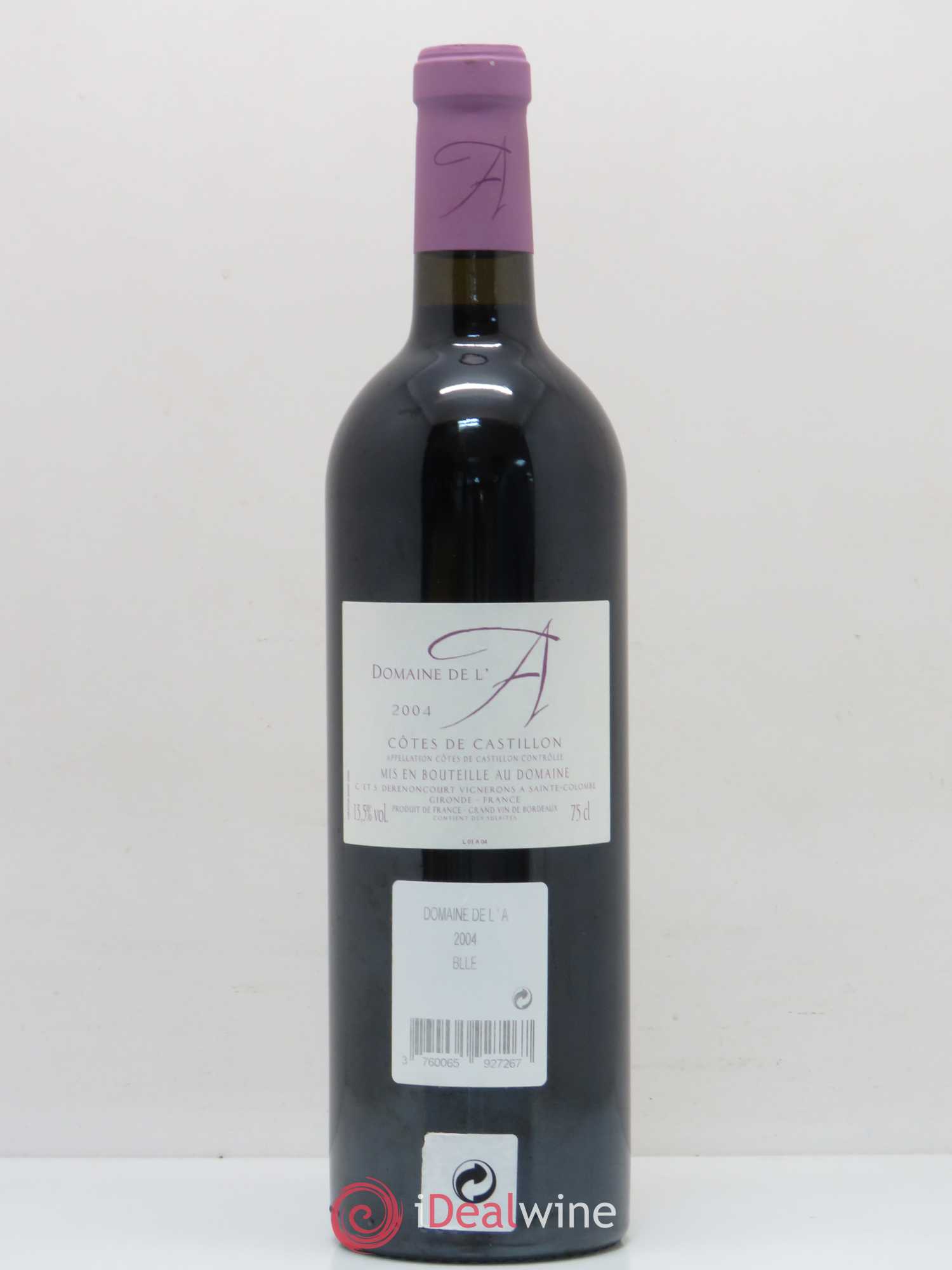 Domaine de l'A 2004 - Lot de 1 bouteille - 1
