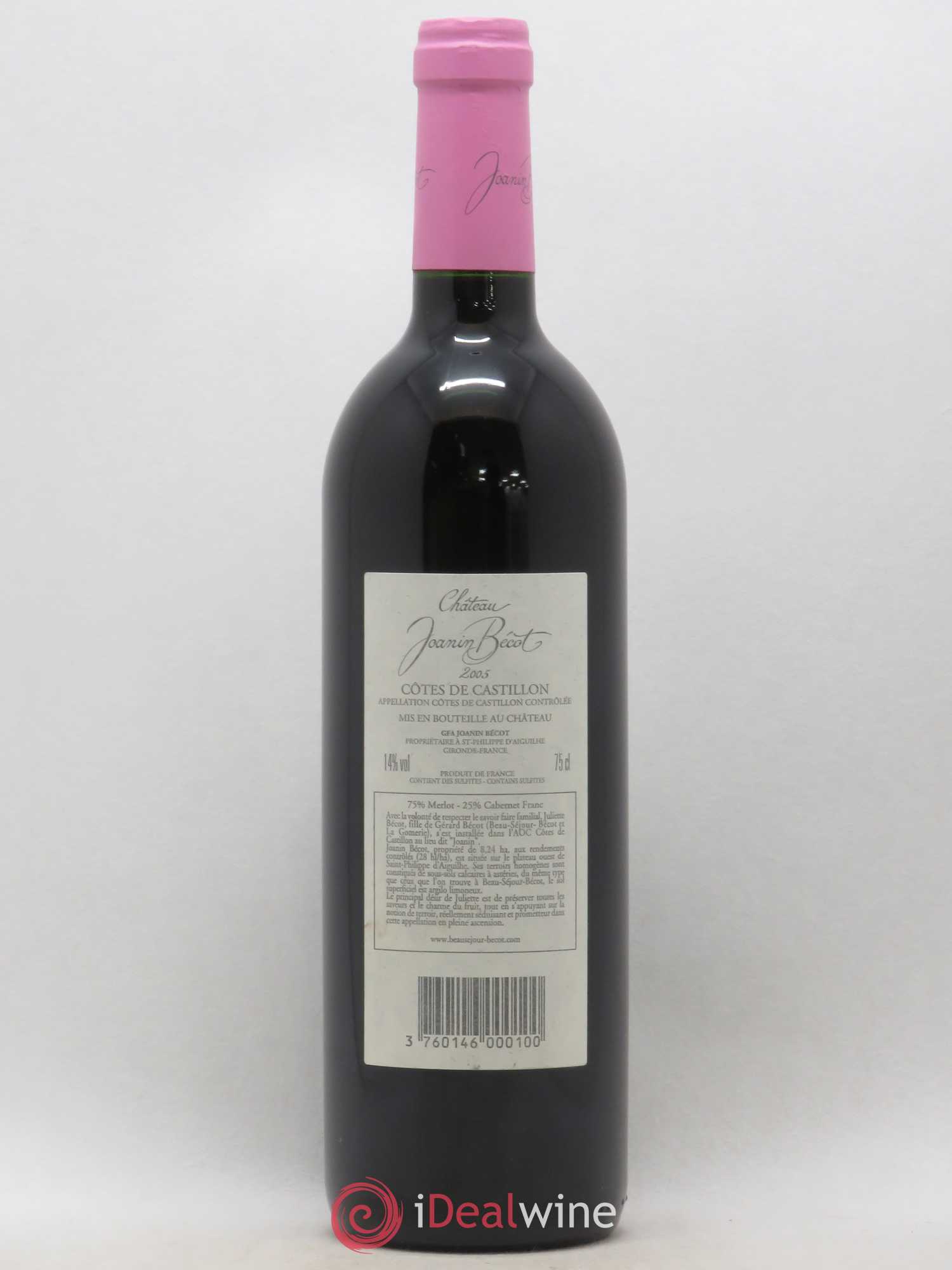 Château Joanin Bécot (sans prix de réserve) 2005 - Lot de 1 bouteille - 1