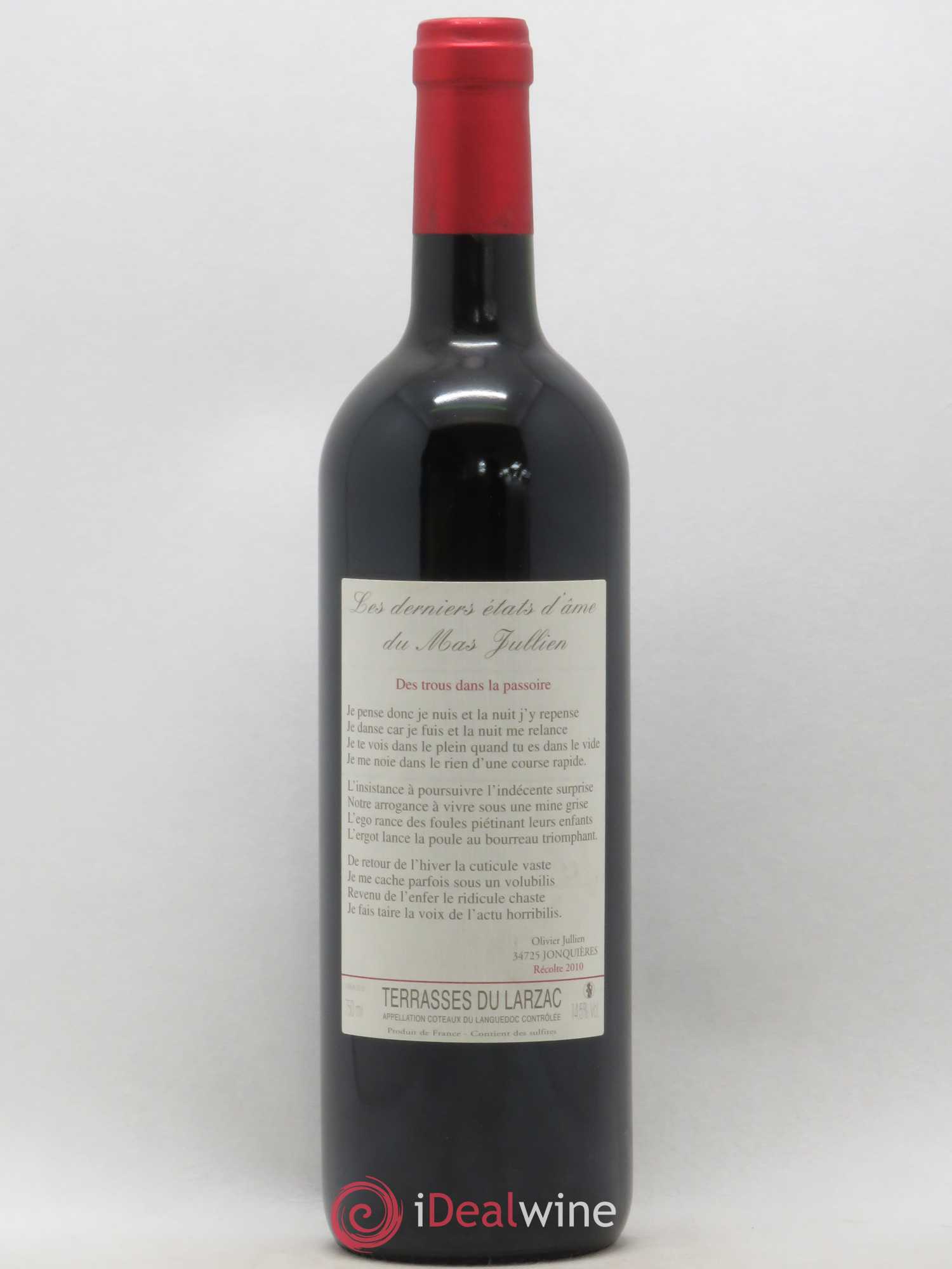 Coteaux du Languedoc Terrasses du Larzac Les derniers Etats d'Ame du Mas Jullien Mas Jullien 2010 - Posten von 1 Flasche - 0