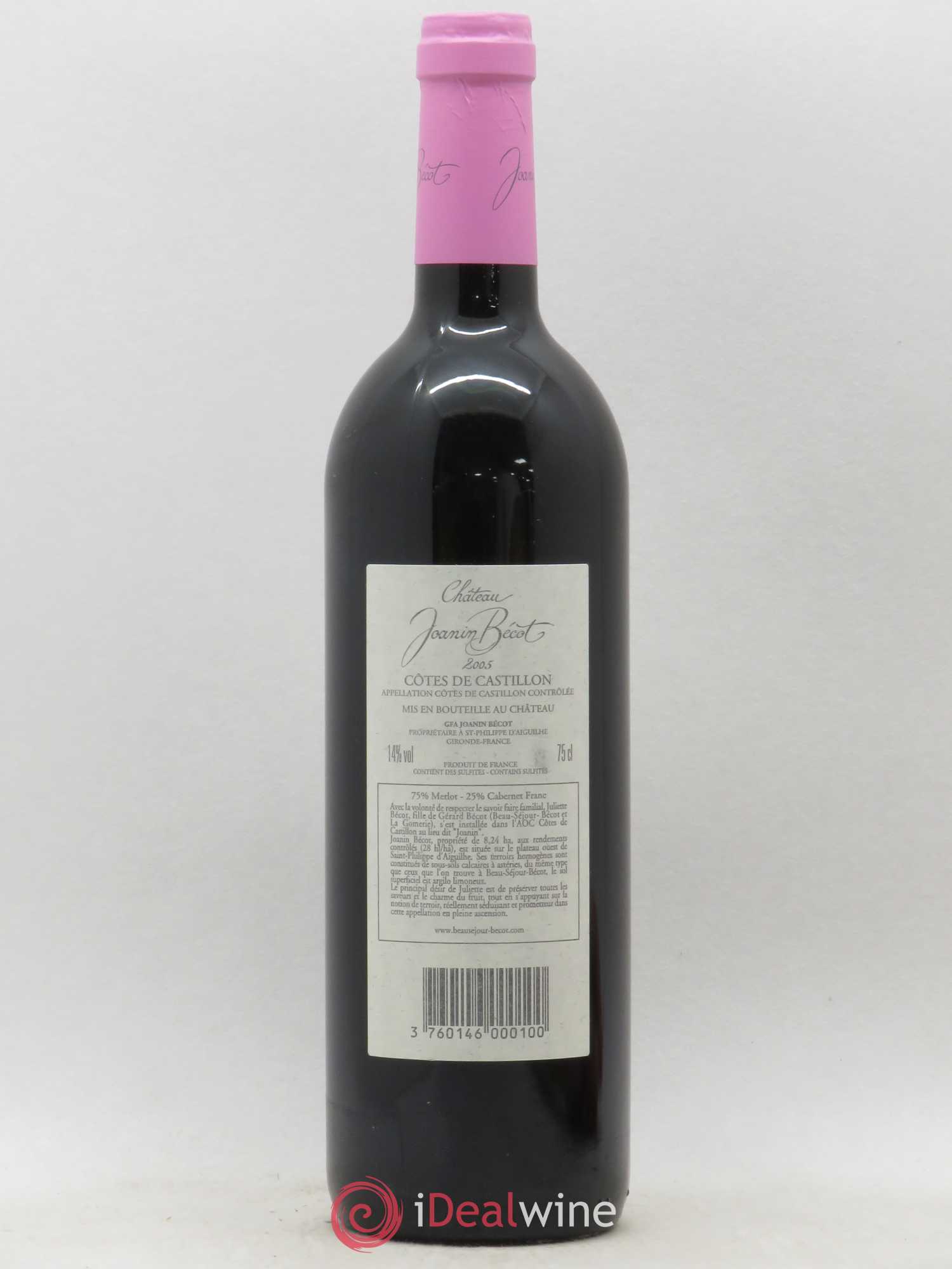 Château Joanin Bécot 2005 - Lot de 1 bouteille - 1