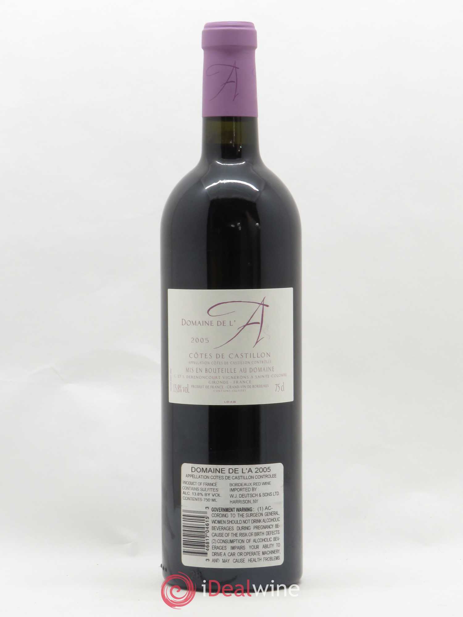Domaine de l'A 2005 - Lot de 1 bouteille - 1
