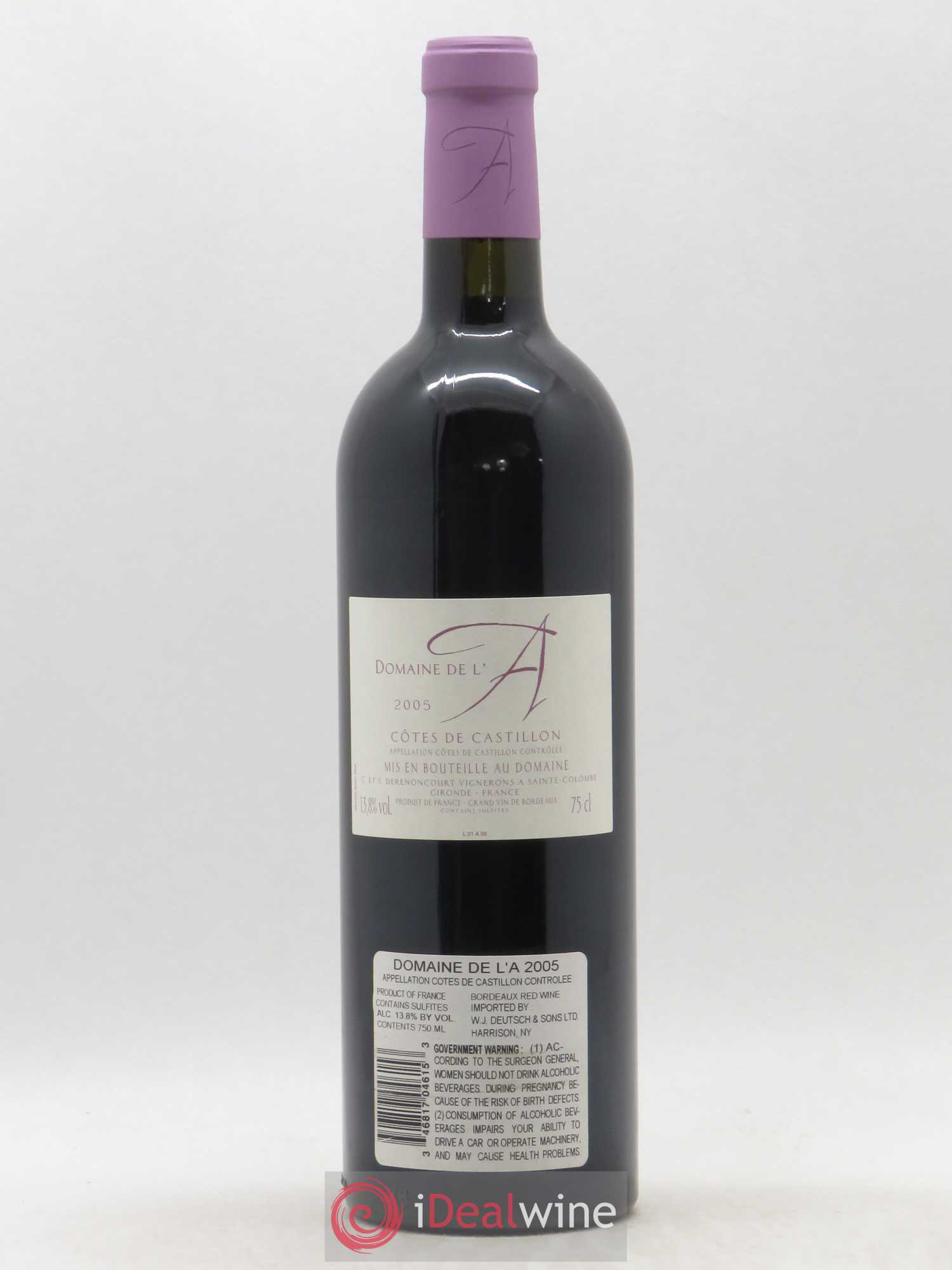 Domaine de l'A 2005 - Lot de 1 bouteille - 1