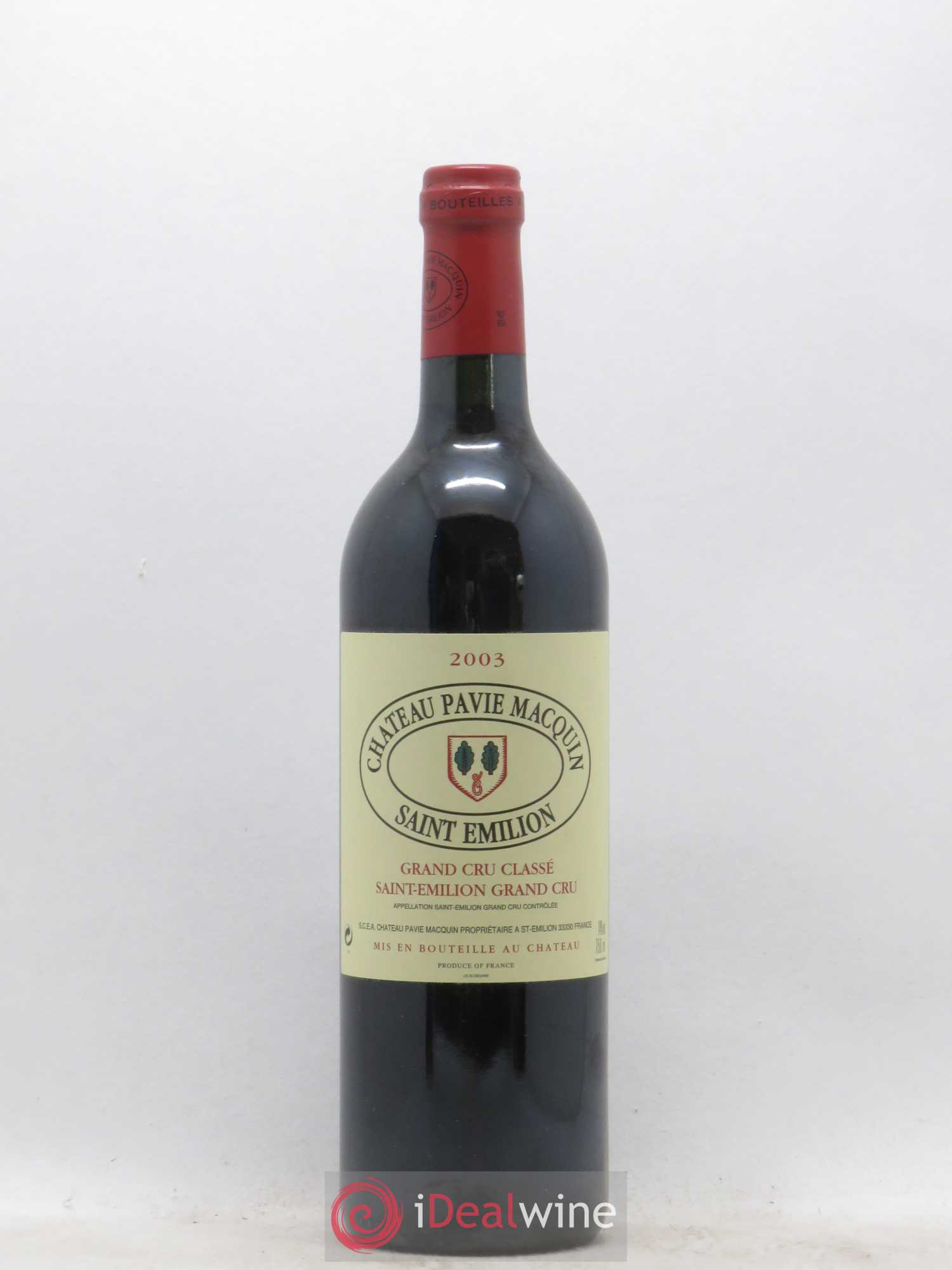 Château Pavie Macquin 1er Grand Cru Classé B 2003 - Lot de 1 bouteille - 0