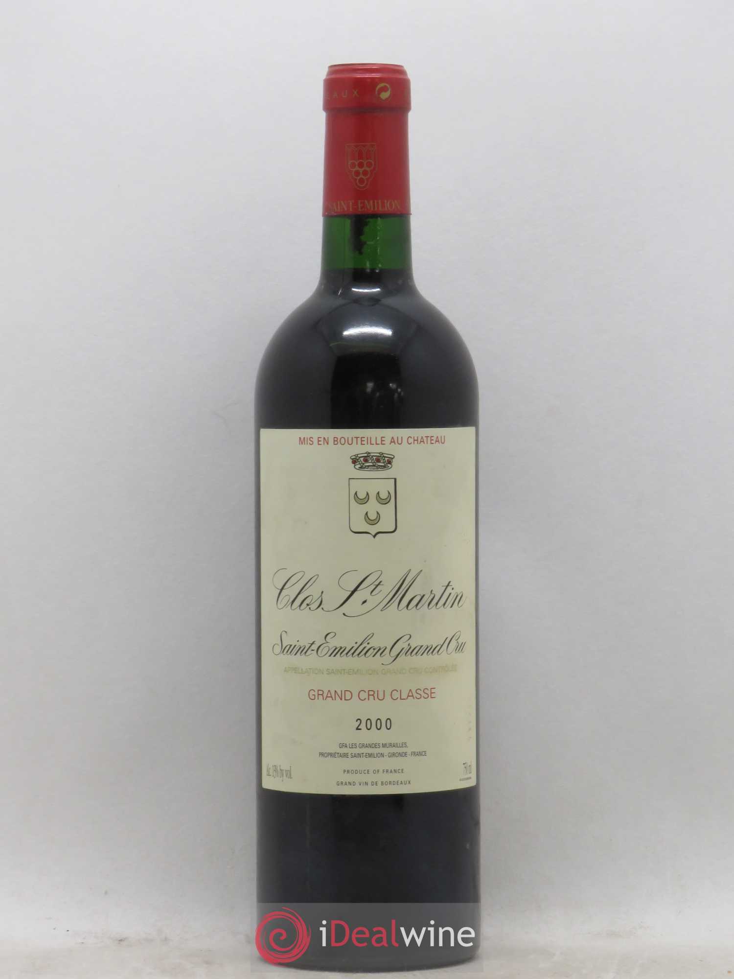 Clos Saint Martin Grand Cru Classé 2000 - Lot de 1 bouteille - 0