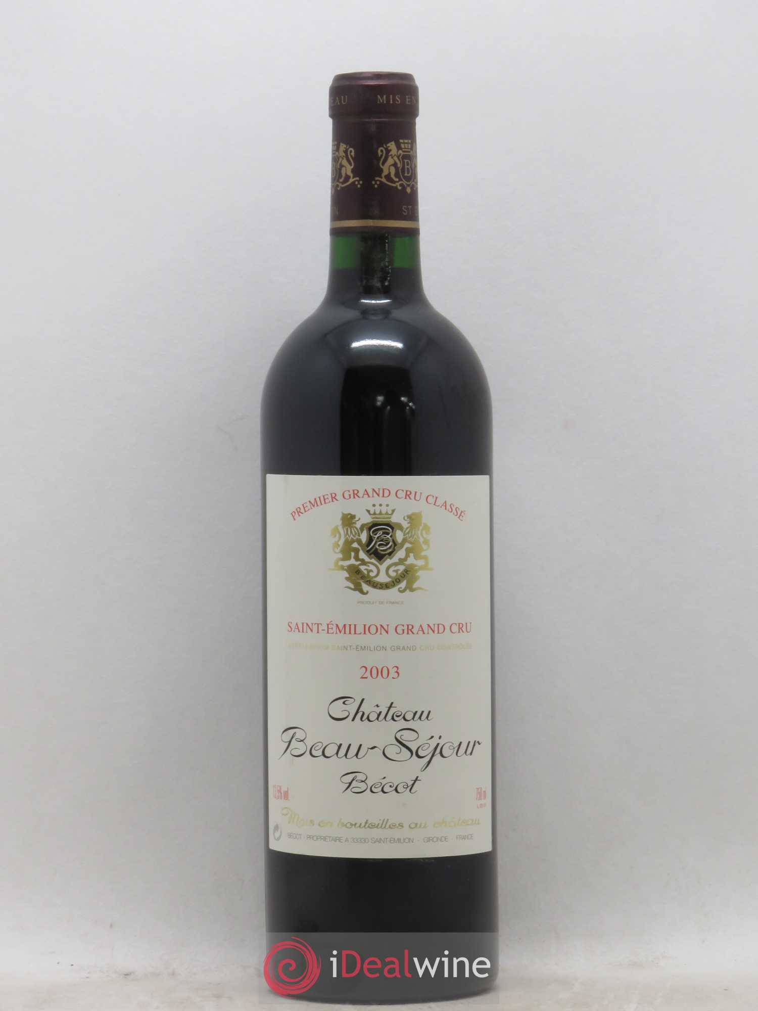 Château Beau-Séjour Bécot 1er Grand Cru Classé B 2003 - Lot de 1 bouteille - 0