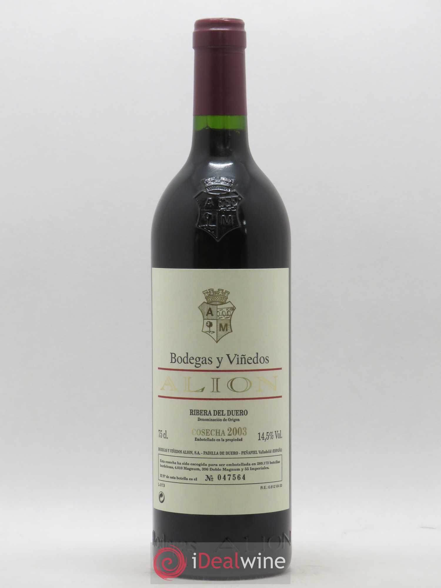 Ribera Del Duero DO Vega Sicilia Alion Famille Alvarez 2003 - Lot de 1 bouteille - 0