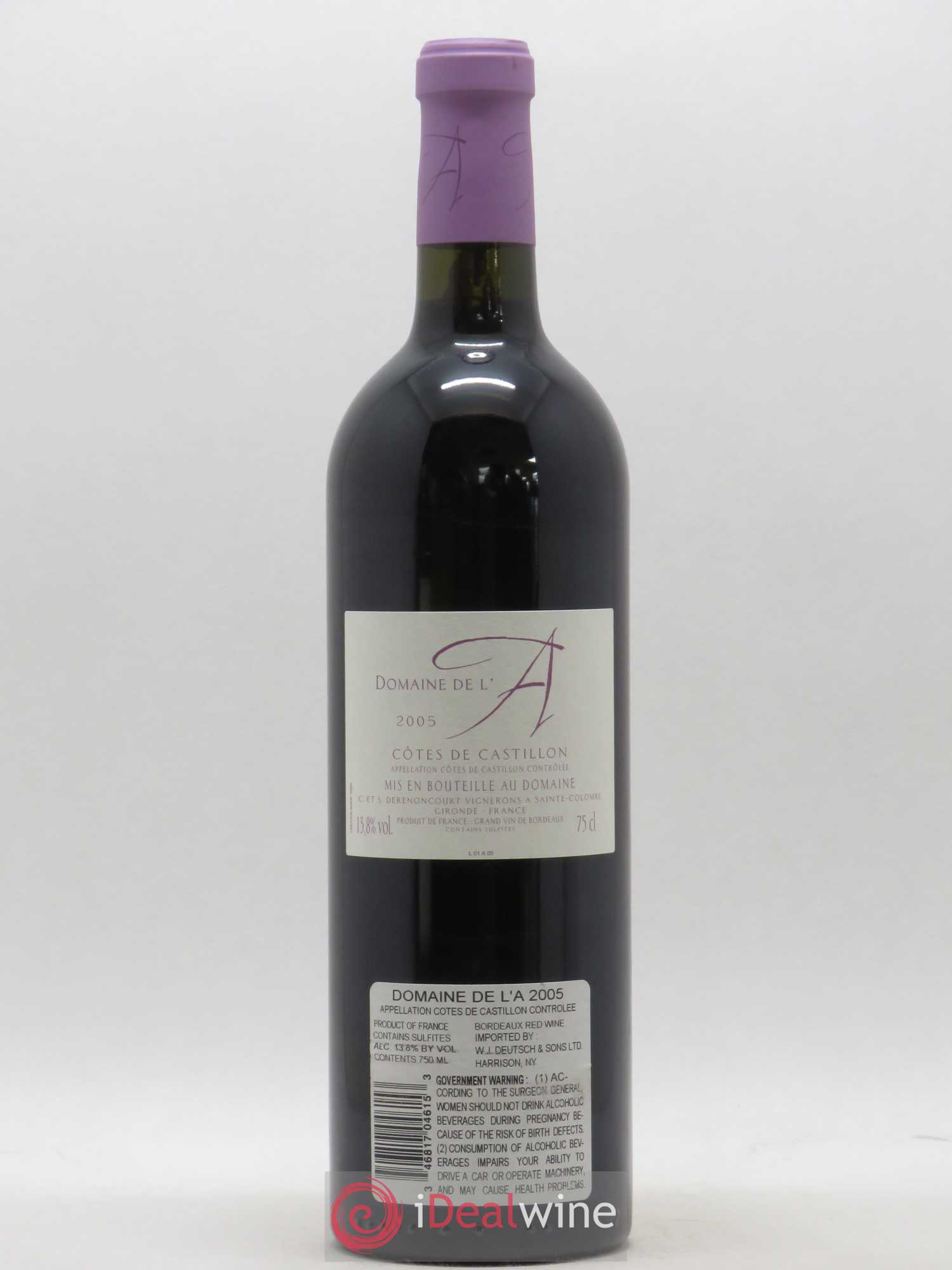 Domaine de l'A 2005 - Lot de 1 bouteille - 1