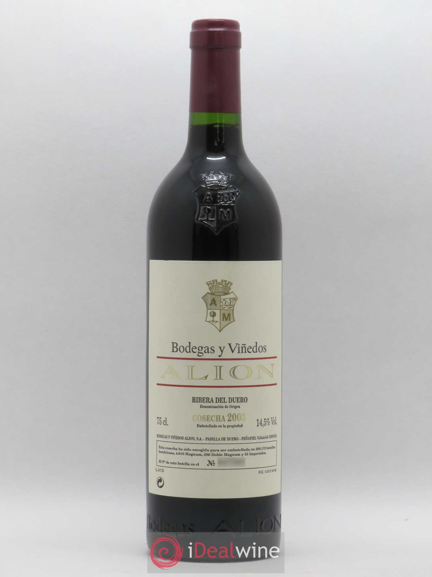 Ribera Del Duero DO Vega Sicilia Alion Famille Alvarez 2003 - Lot de 1 bouteille - 0