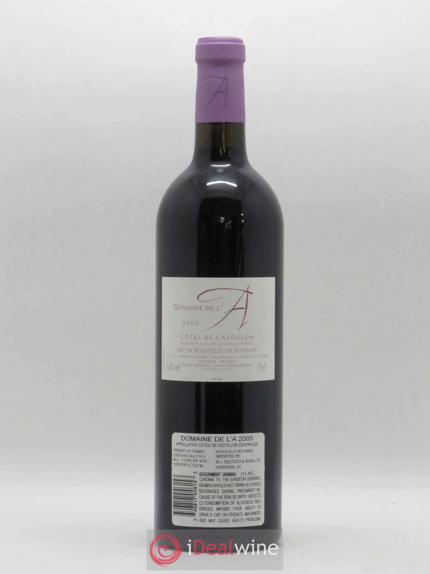 Domaine de l'A 2005 - Lot de 1 bouteille - 1