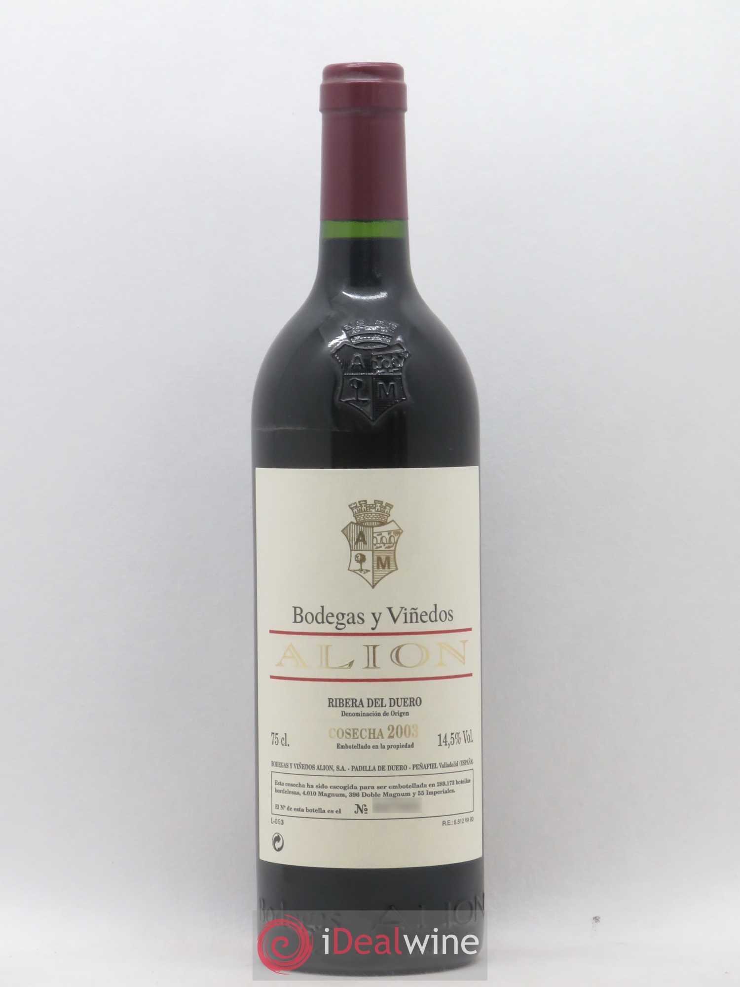 Ribera Del Duero DO Vega Sicilia Alion Famille Alvarez 2003 - Lot de 1 bouteille - 0