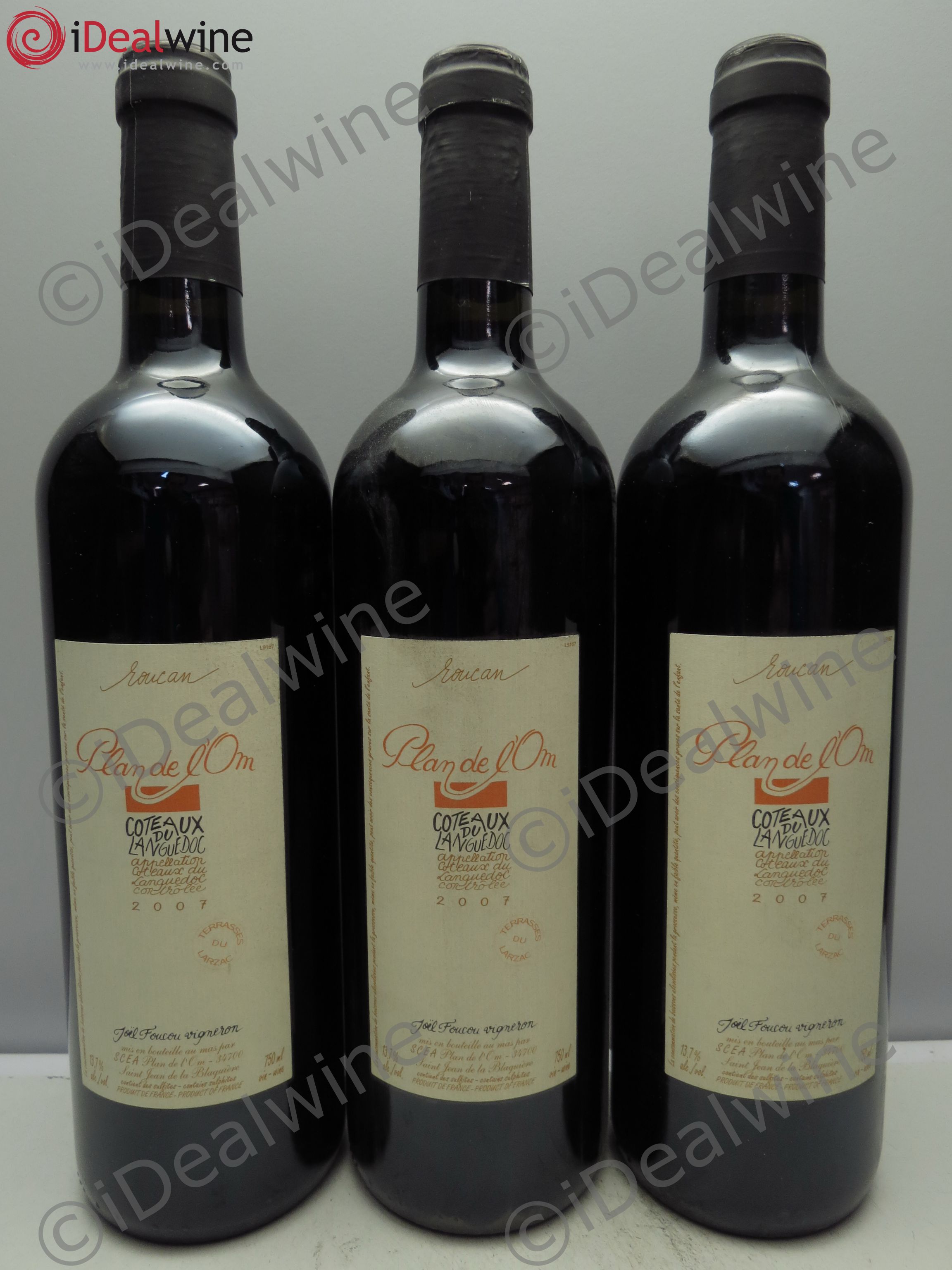 Coteaux du Languedoc Mas du Plan de l'Om Roucan 2007 - Lot de 3 bouteilles - 0