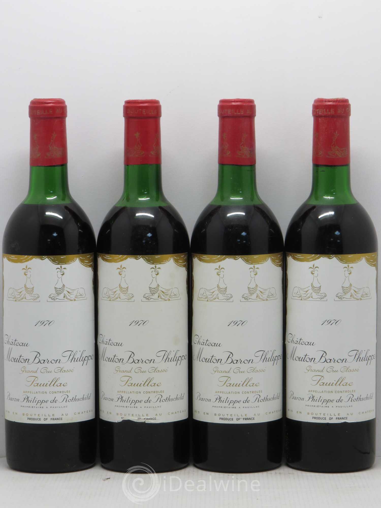 Château d' Armailhac - Mouton Baron(ne) Philippe 5ème Grand Cru Classé 1970 - Lot de 4 bouteilles - 0